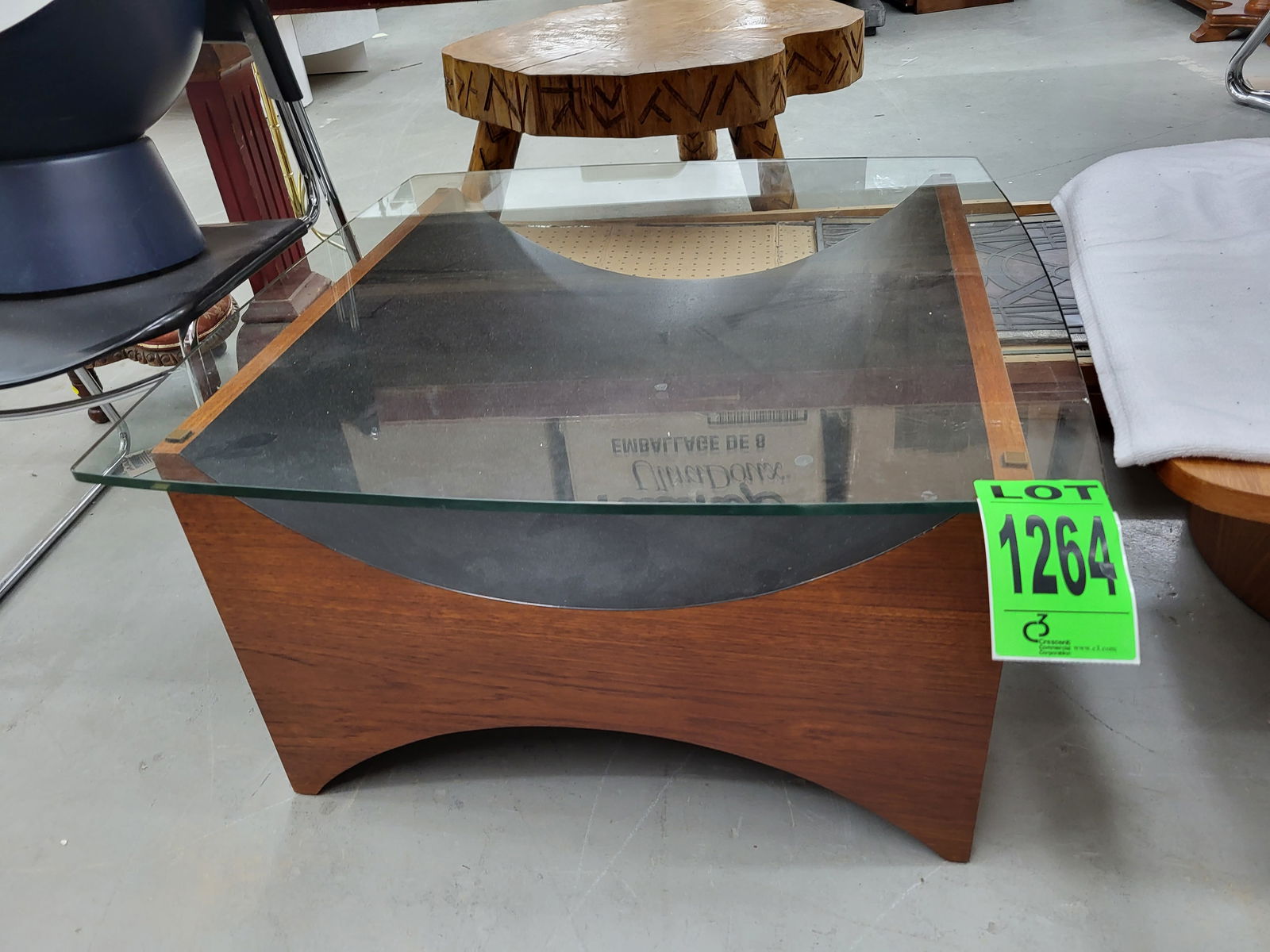 Mid Century Modern Teak Glass Top Coffee Table (1 of 3)