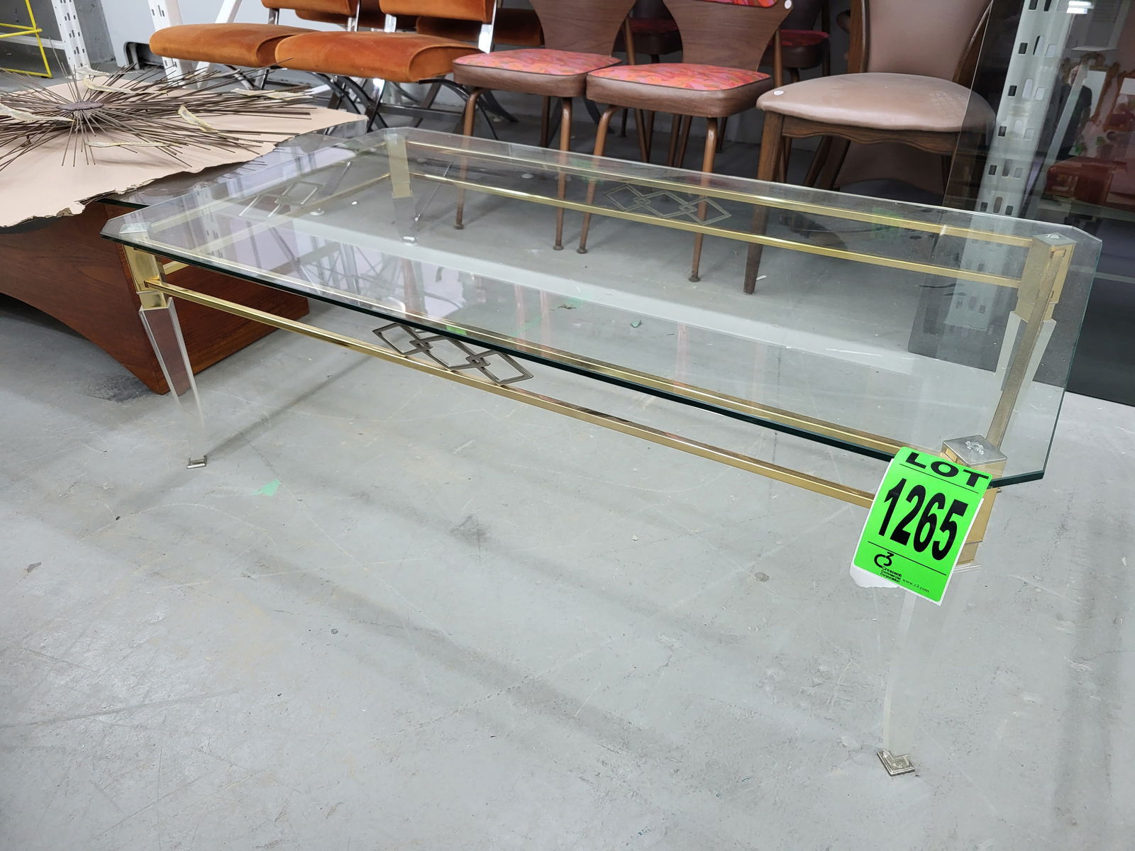 Art Deco Rectangular Regency Glass Coffee Table (1 of 2)