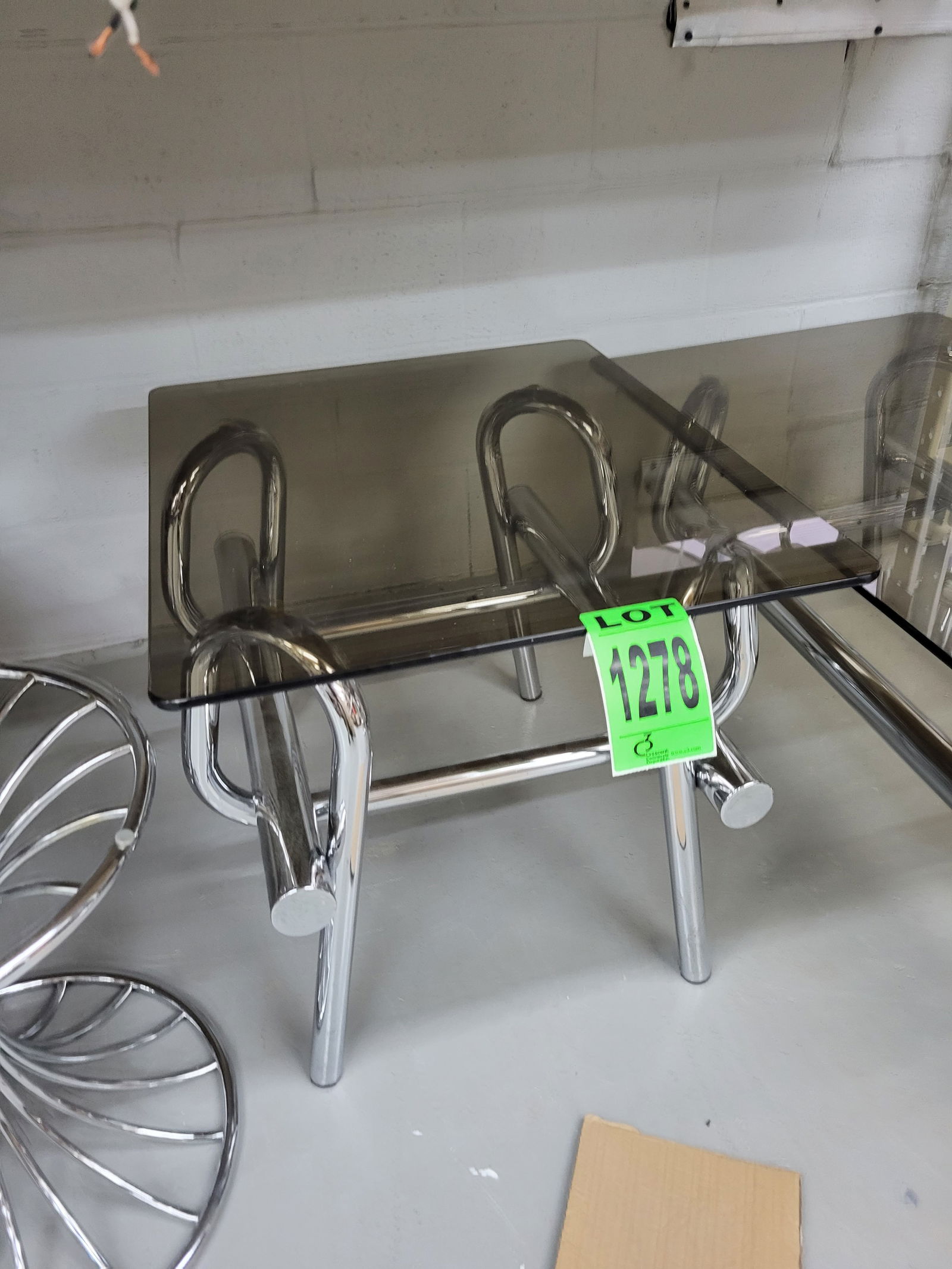 Bent Tubular Chrome Coffee Table with Smoked Glass Top (1 of 2)