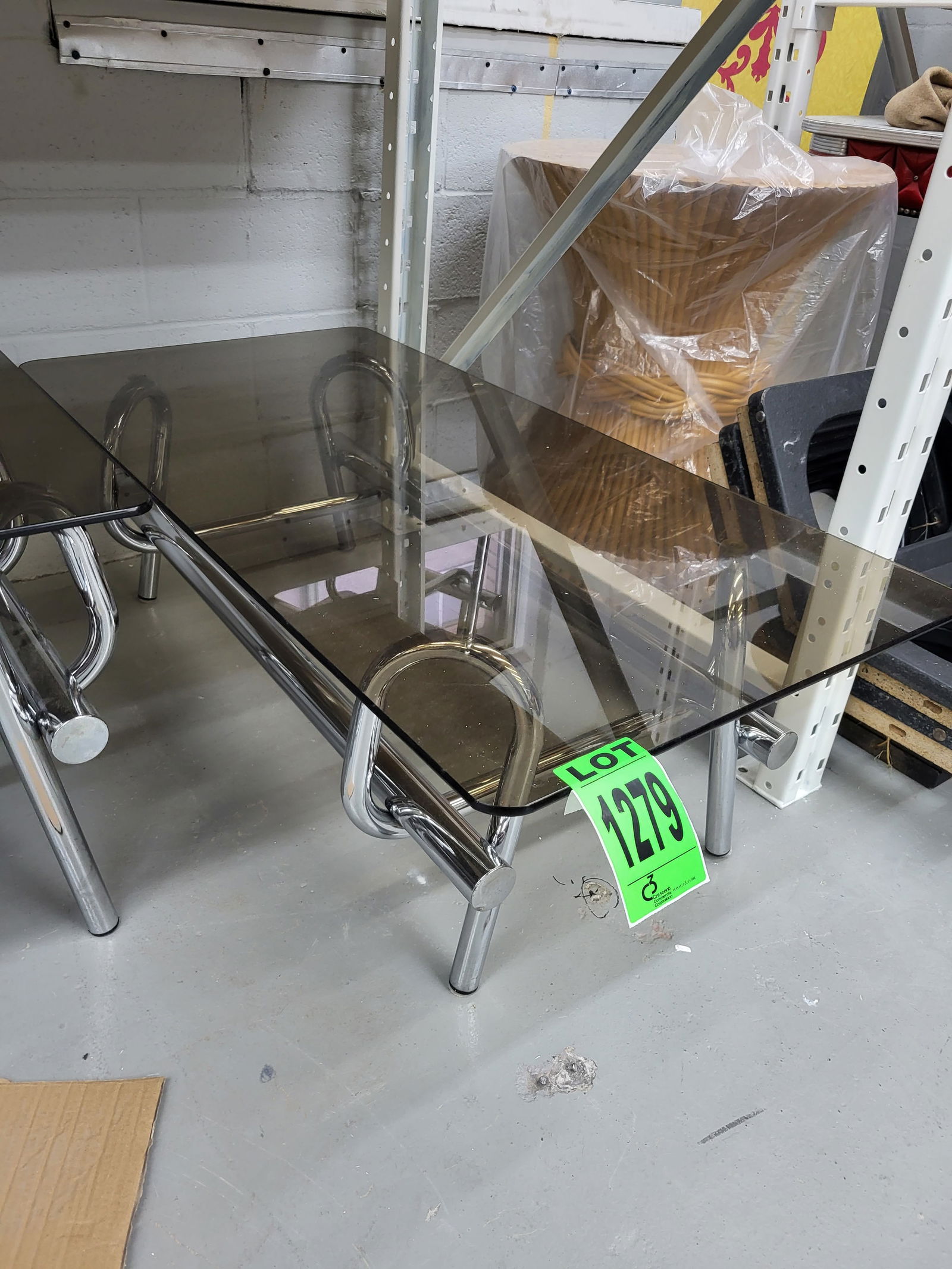 Bent Tubular Chrome Coffee Table with Smoked Glass Top (1 of 2)