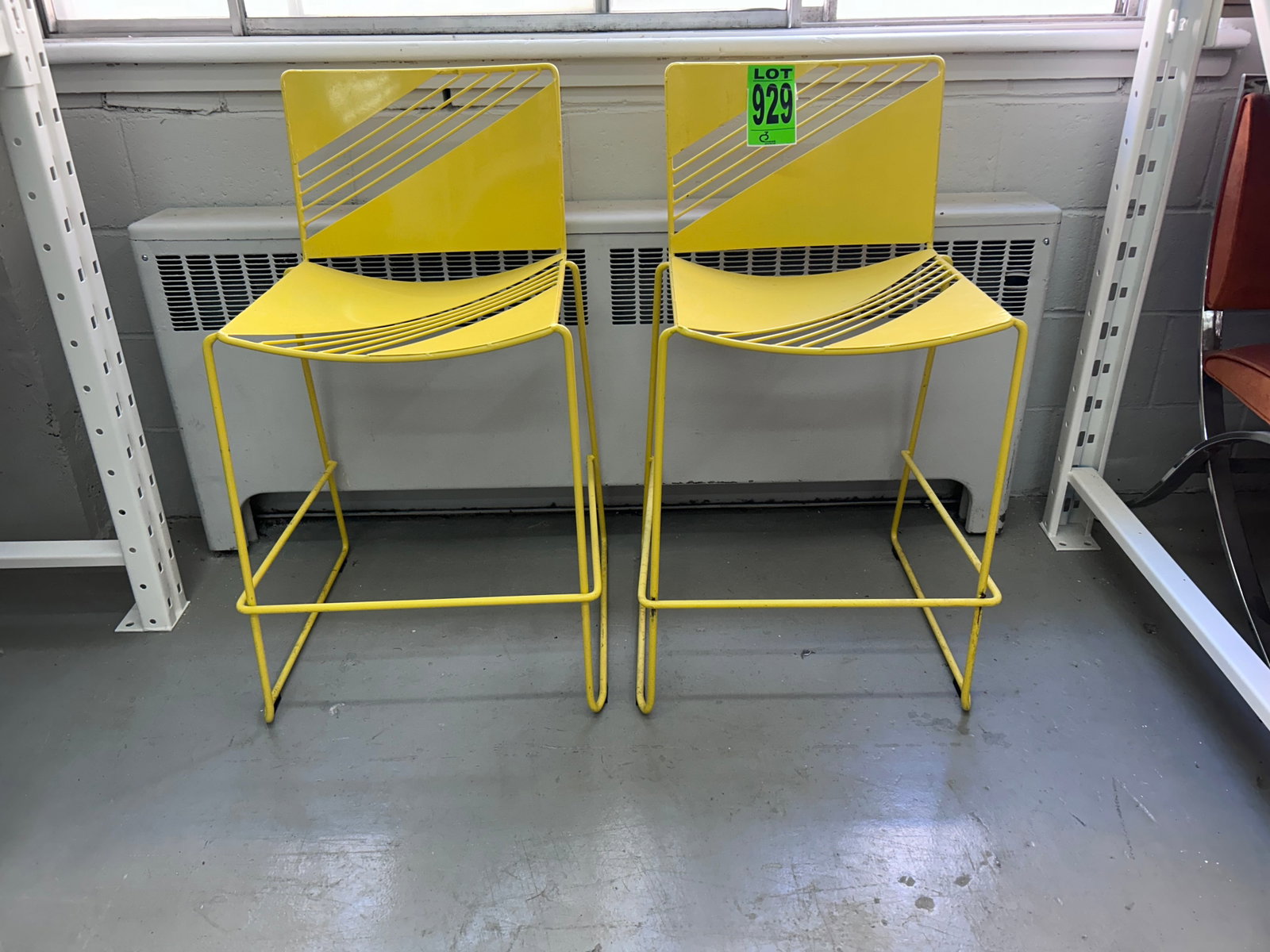Lot of (2) High metal stool with back: Lot of (2) High metal stool with back
