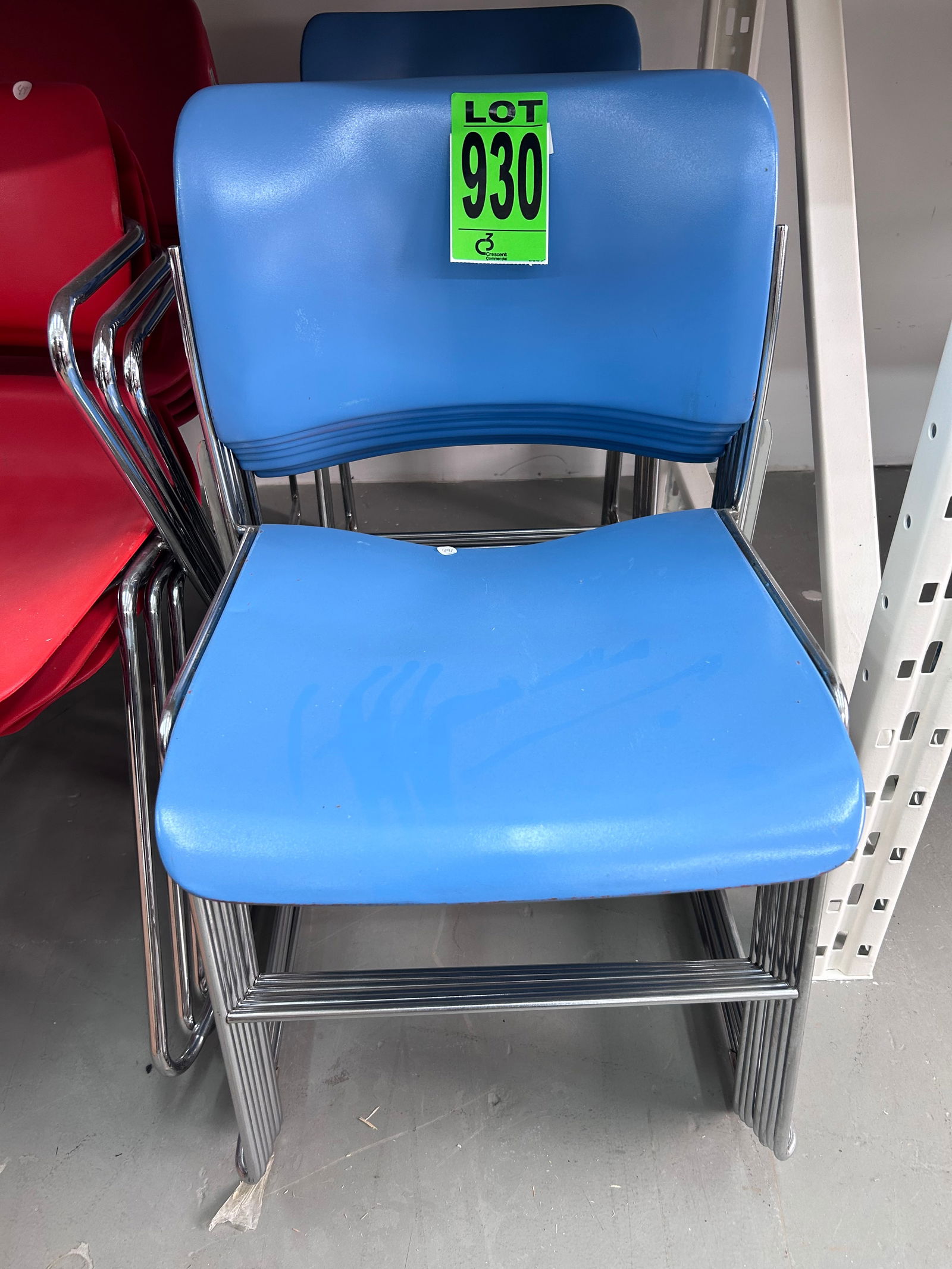 Lot of (12) plastic chairs with chrome finish (1 of 2)