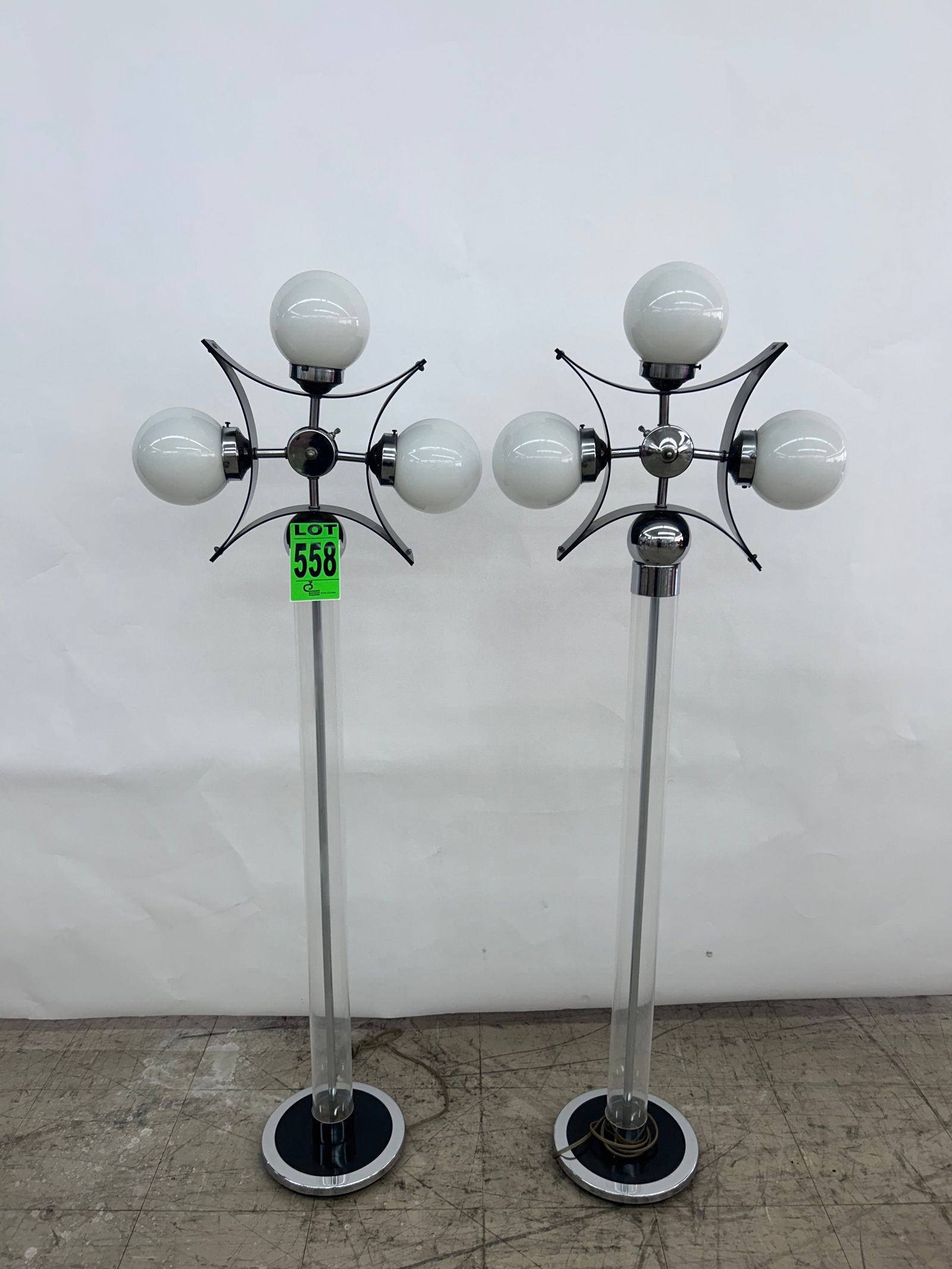 Pair of MCM Bubble-Style Chrome Floor Lamps, 3-Lights (1 of 4)
