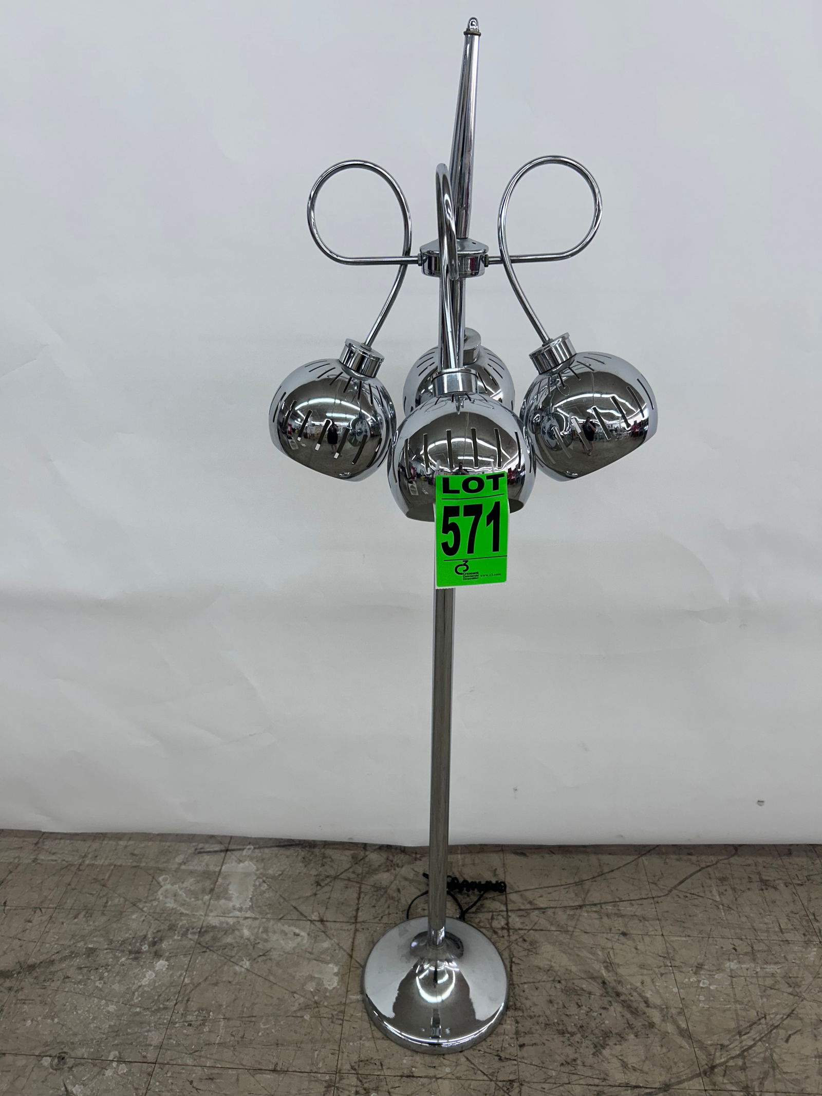 Vintage MCM Atomic Era 4-Light Metal Orb Chrome Floor Lamp (1 of 3)