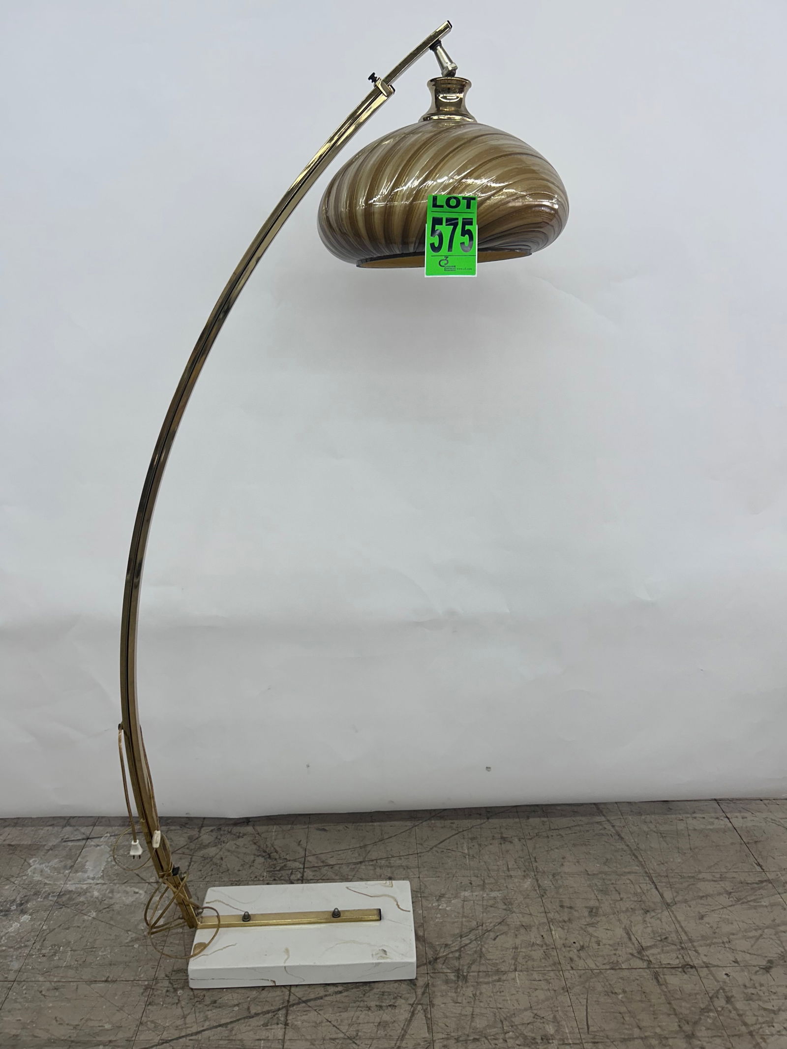 Vintage Adjustable Brass MCM Arc Lamp with Marble Base (1 of 5)