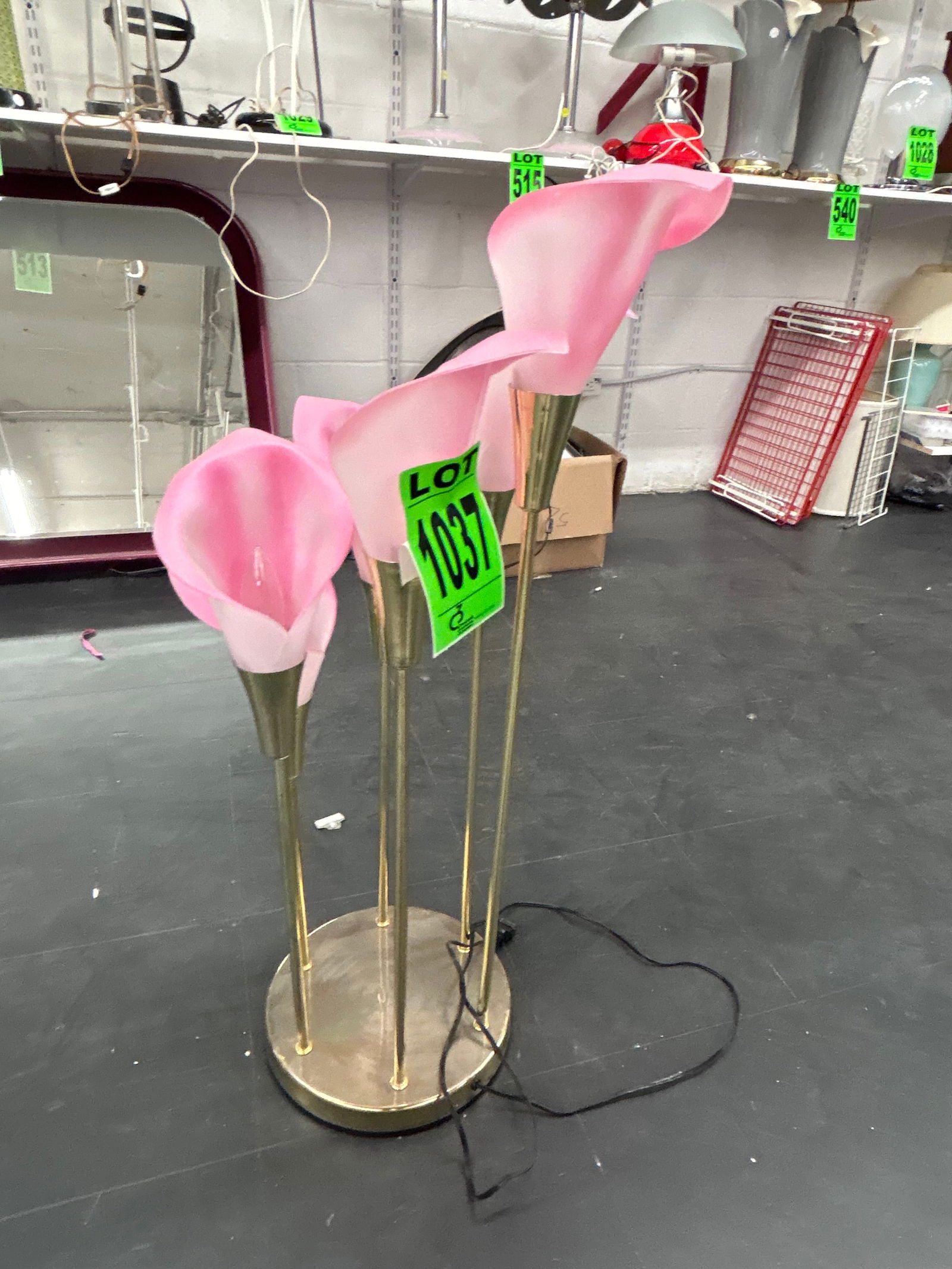 Vintage Triple Tulip Table Lamp with Brass Base (1 of 3)