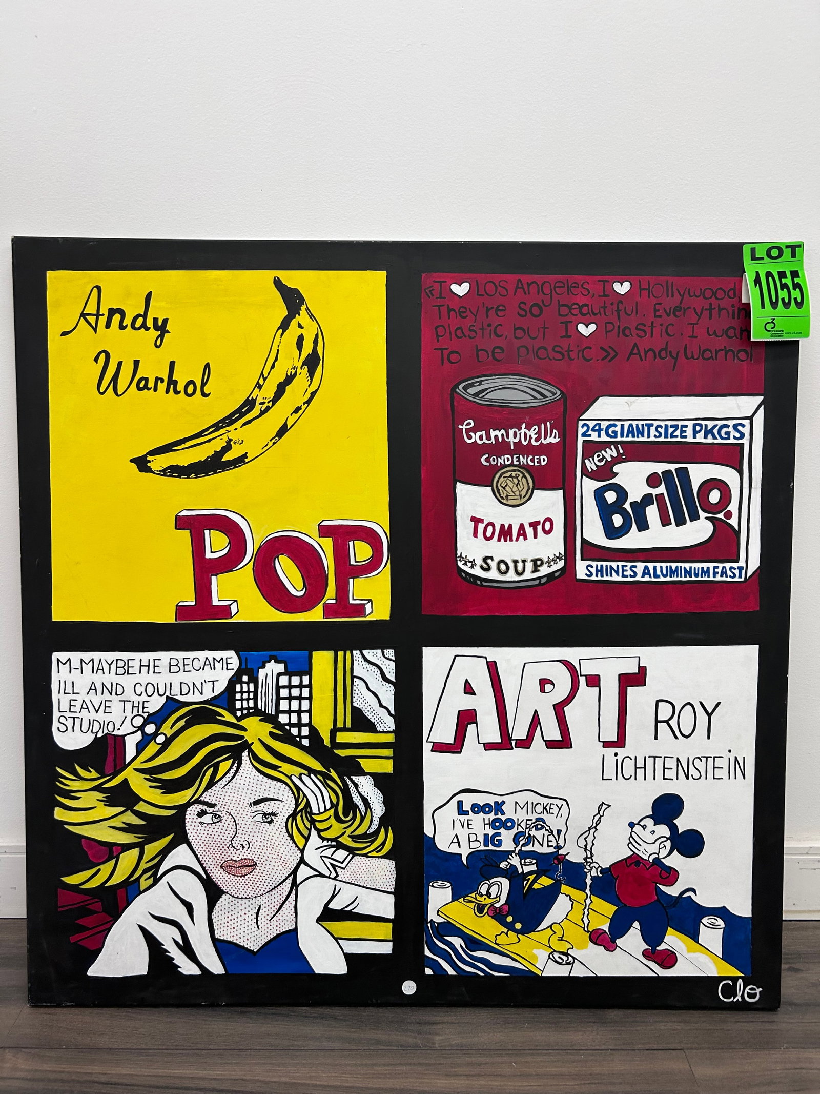 4-Panel Pop Art, signed by Clo: 4-Panel Pop Art, signed by Clo