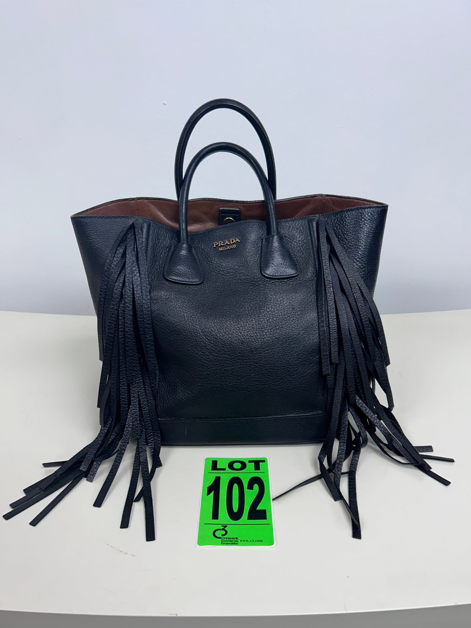 PRADA Black Cervo Leather Fringe Tote (1 of 6)