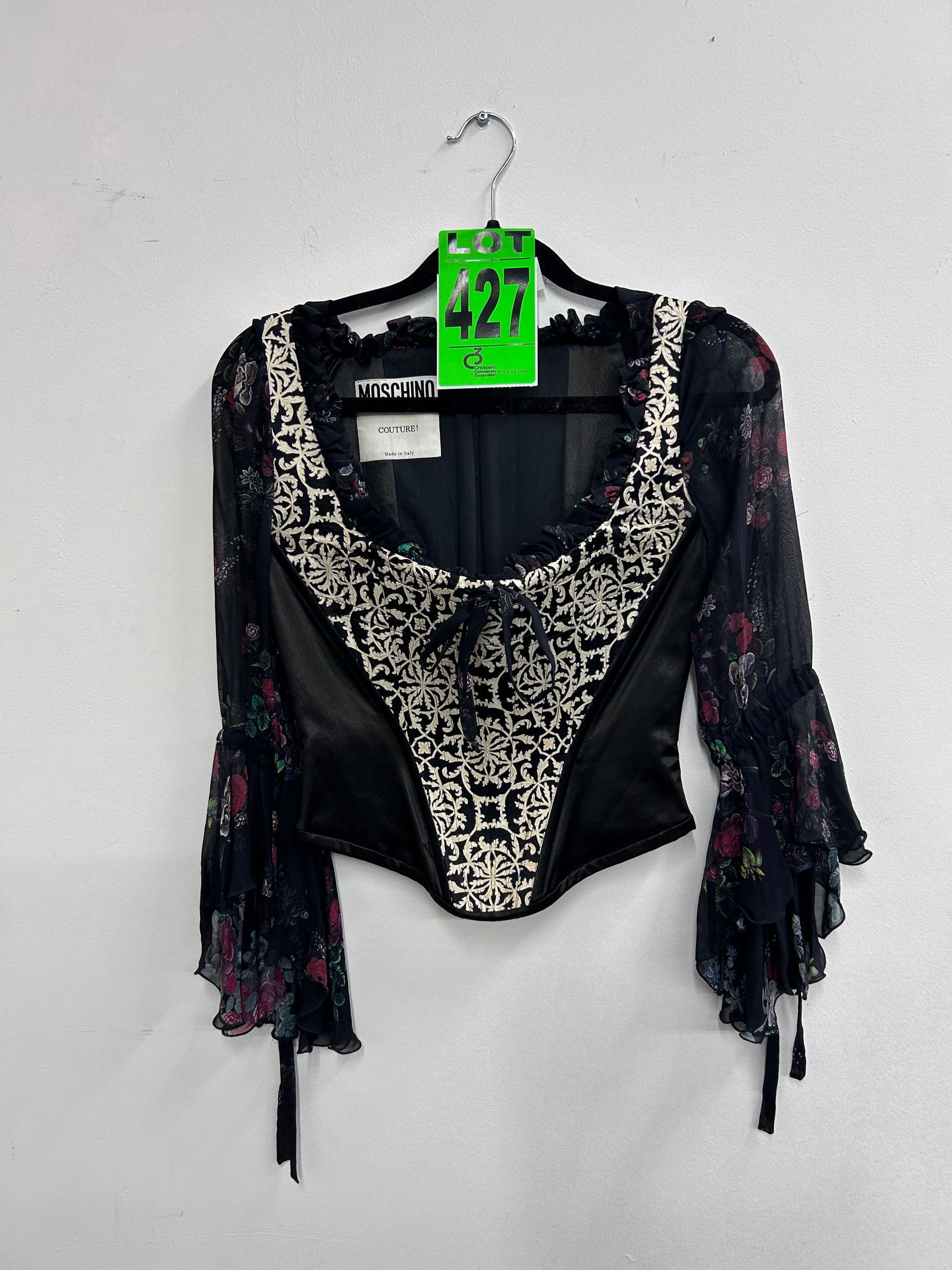 Moschino Embroidered Long Sleeve Corset: Moschino Embroidered Long Sleeve Corset