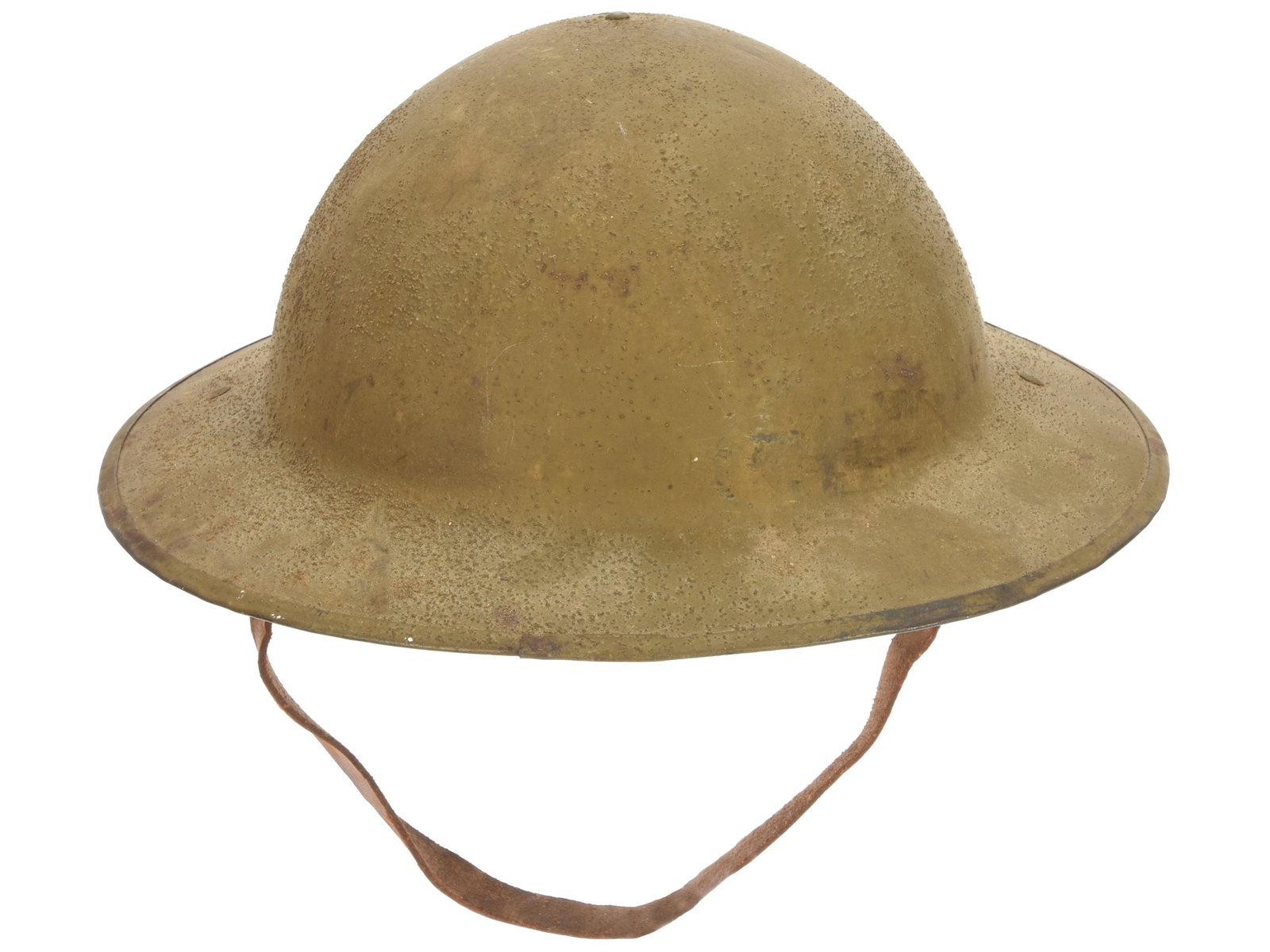 British WWI Helmet: Particularly Nice Example: British WWI Helmet: Particularly Nice Example British WWI issue helmet has third pattern Brodies liner with fully intact felt crown pad and a nice pliable brown leather chinstrap. Excellent finish ins