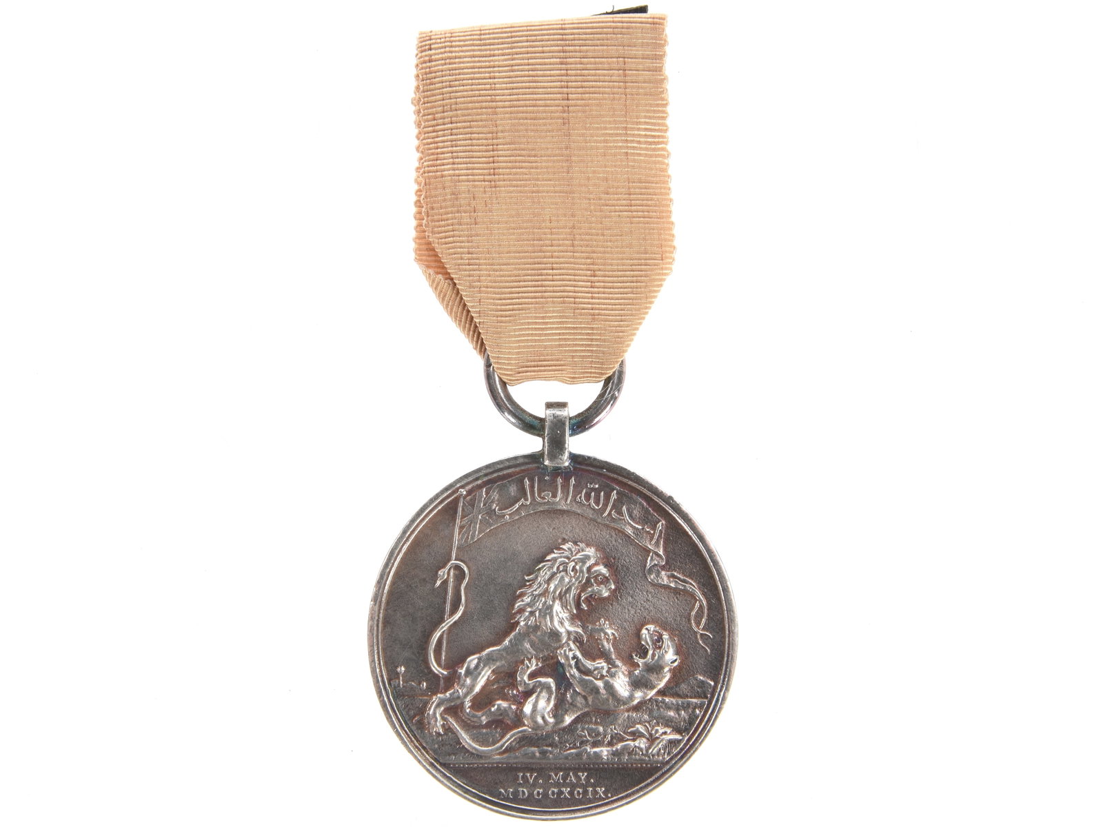 Honourable East India Company Medal for Seringapatam 1799 - Restike: Honourable East India Company Medal for Seringapatam 1799 (Restrike) Late 19th century restrike in pewter of the Honourable East India Company Medal for Seringapatam 1799. Medal exhibits polishing and