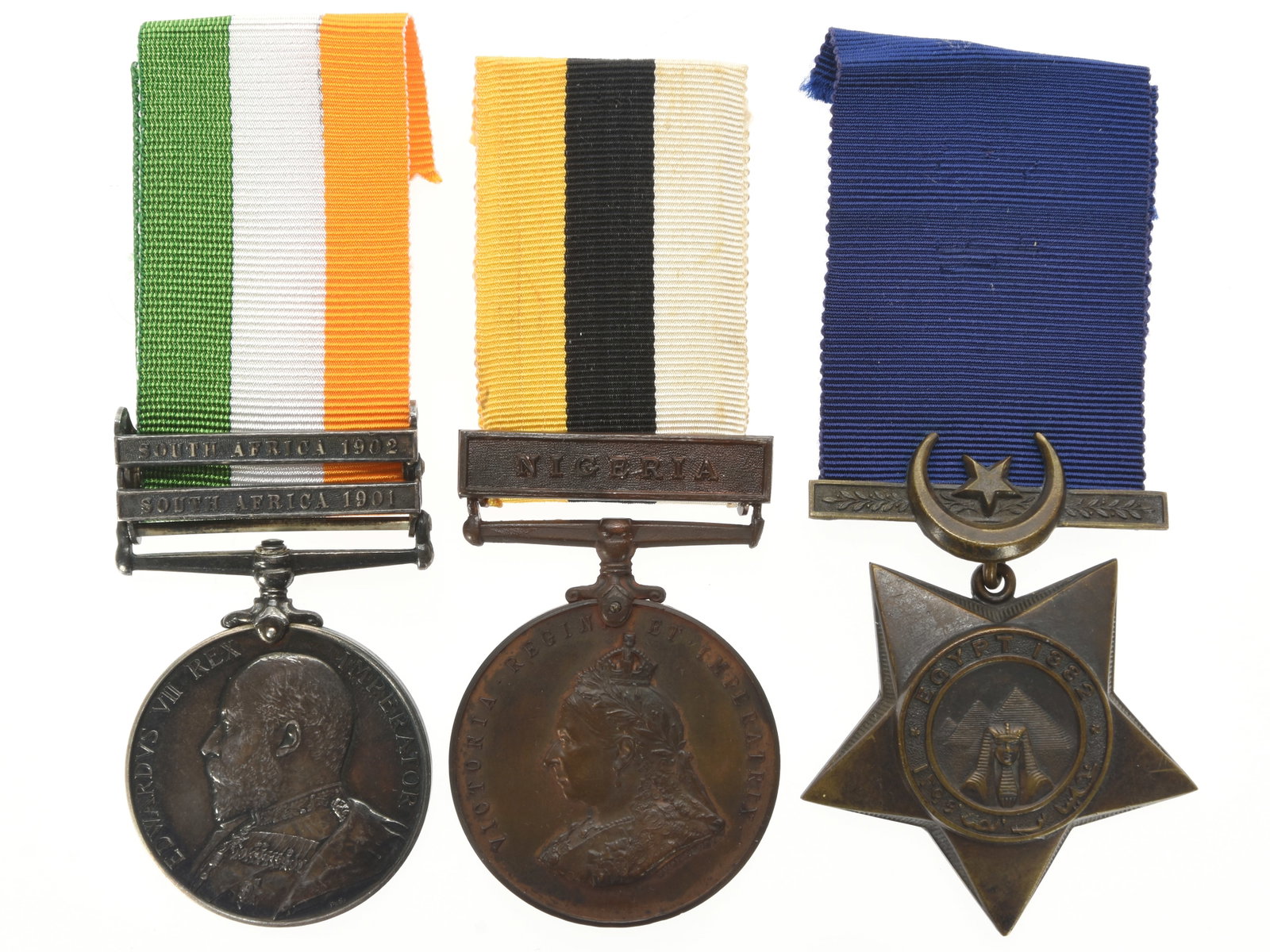 Late 19th / Early 20th Century British Medals Related to Service in Africa: Lot of Three: Late 19th / Early 20th Century British Medals Related to Service in Africa: Lot of Three. Group of 3 British Africa related medals including; 1.) Khedive’s Star medal (1882) campaign medal. Medal is