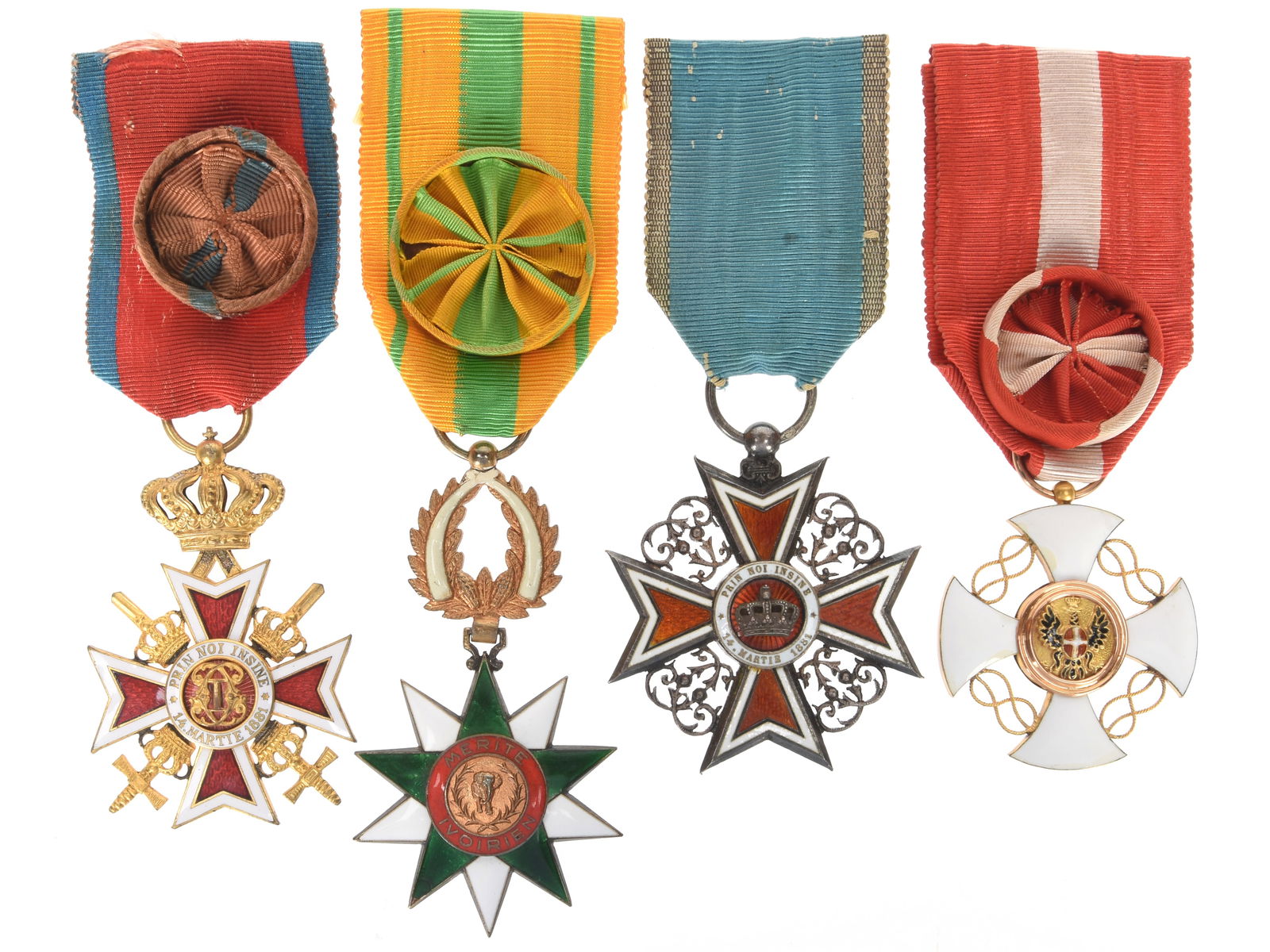 Group of Enameled Orders from Romania, Ivory Coast and Italy (1 of 4)