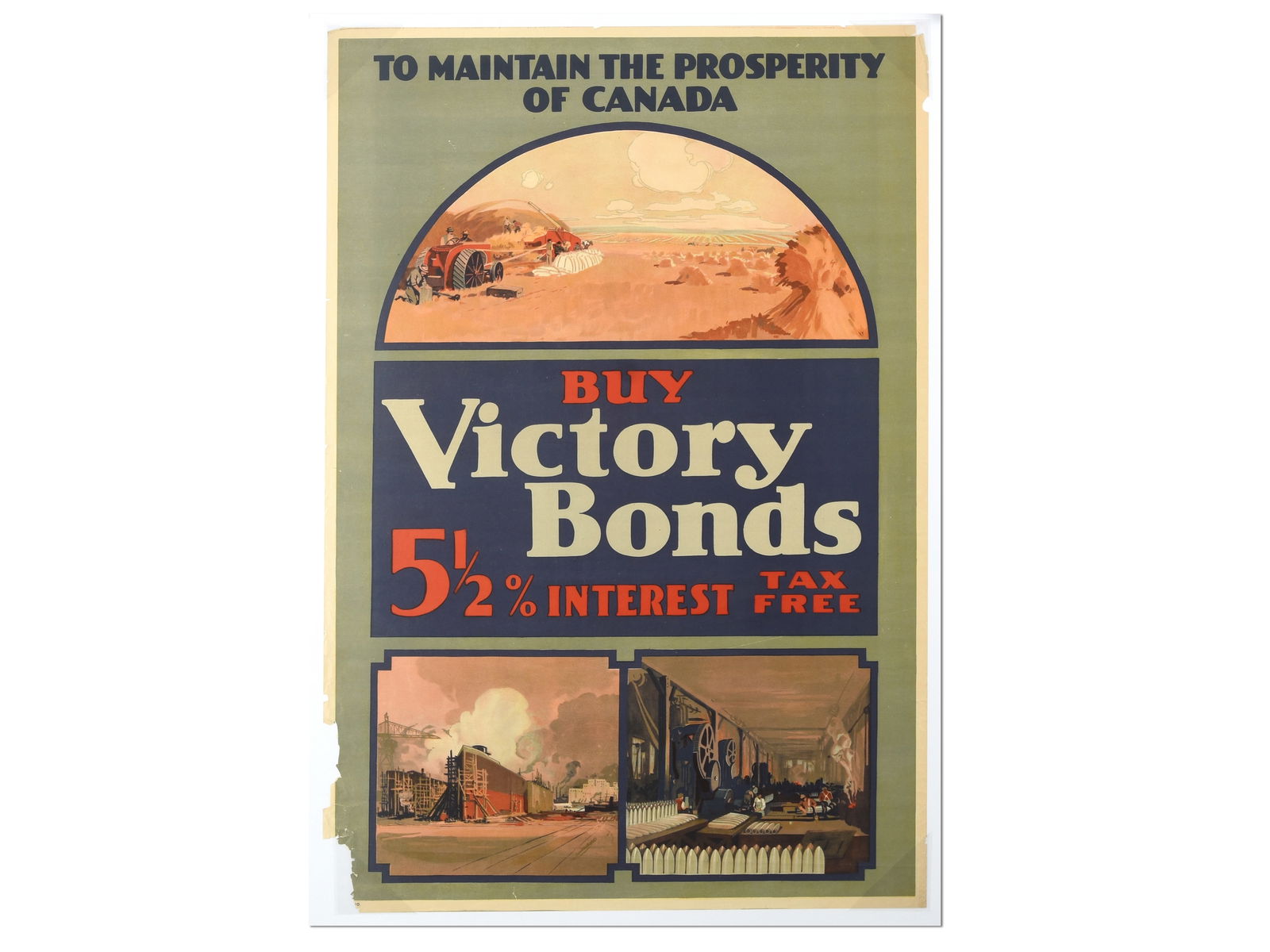 WWI Canadian Victory Bonds Poster: 'To Maintain the Prosperity of Canada' (1 of 2)