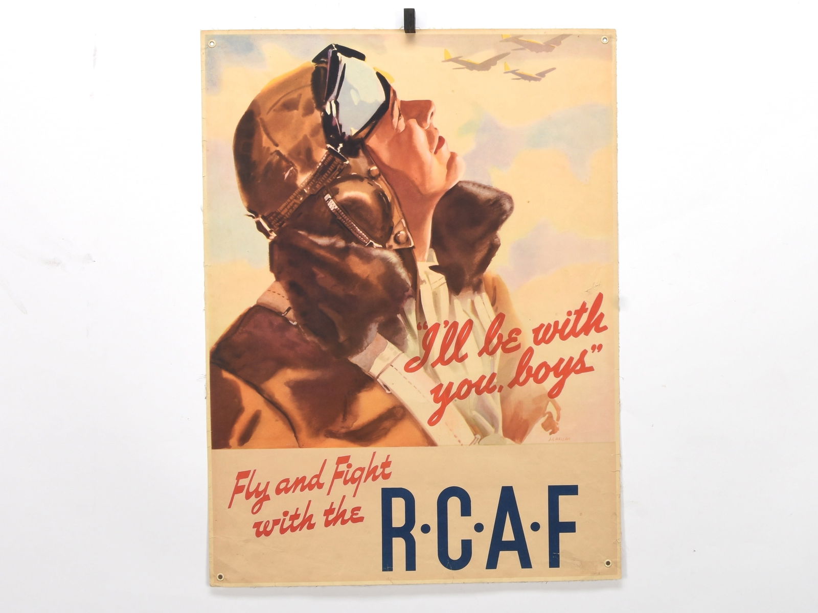"I'll be with you Boys" Original WWII Canadian Recruiting Poster, by Joseph Hallam: Royal Canadian Air Force WWII Poster: I'll Be With You Boys: Fly and Fight with the RCAF