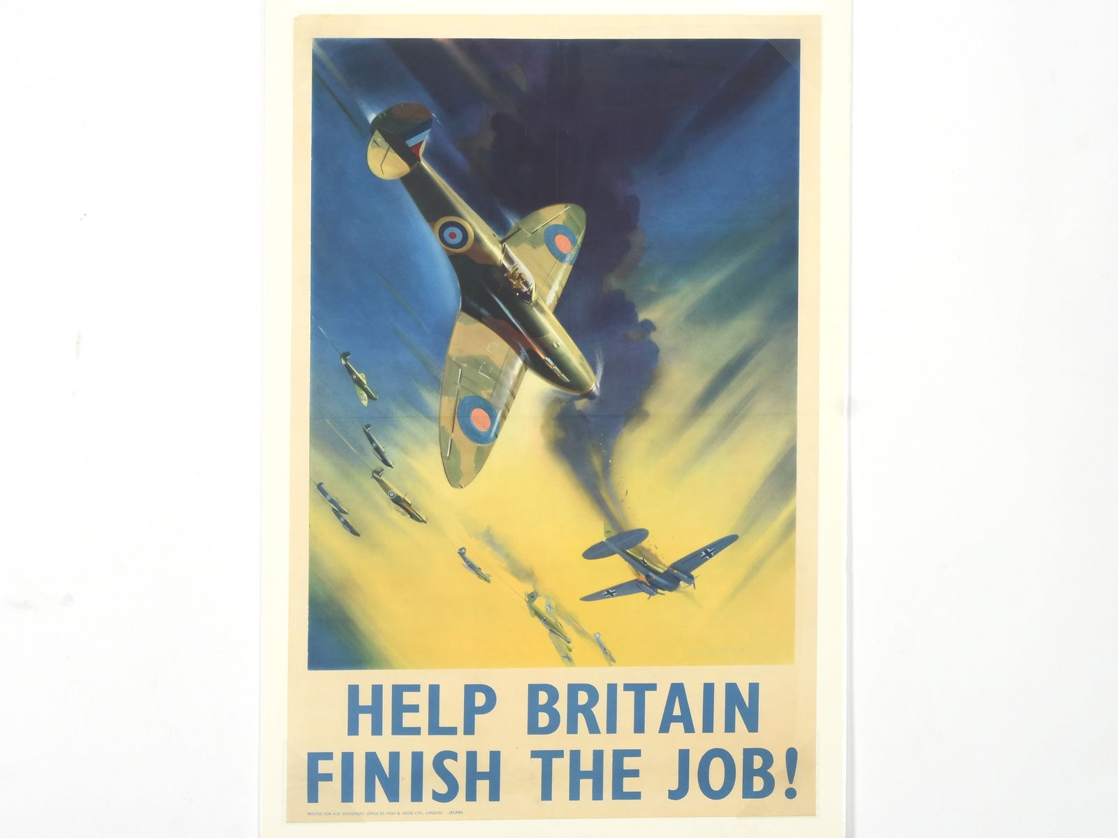 "Help Britain Finish the Job!" WWII Propaganda Poster by Frank Wootton: "Help Britain Finish the Job!" WWII Propaganda Poster by Frank Wootton Description: An original British World War II propaganda poster designed by the renowned aviation artist Frank Wootton (1911–19