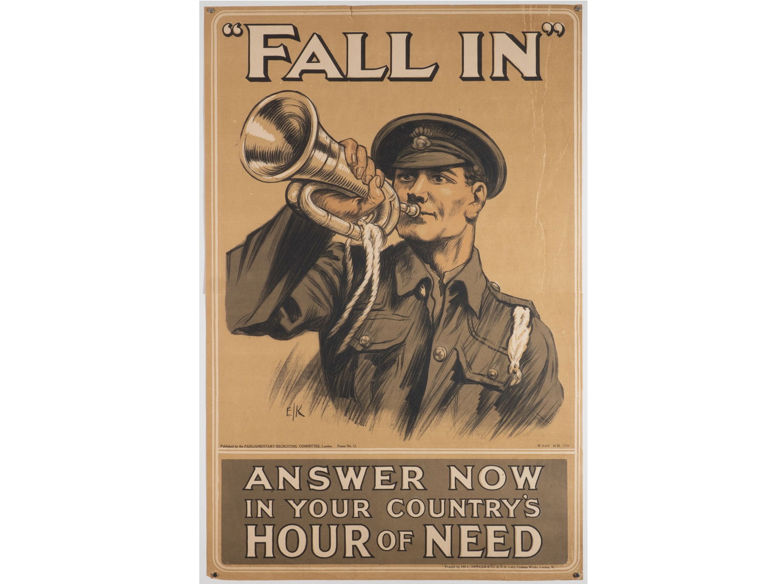 "Fall In" British WWI Recruitment Poster (No. 12) (1 of 1)