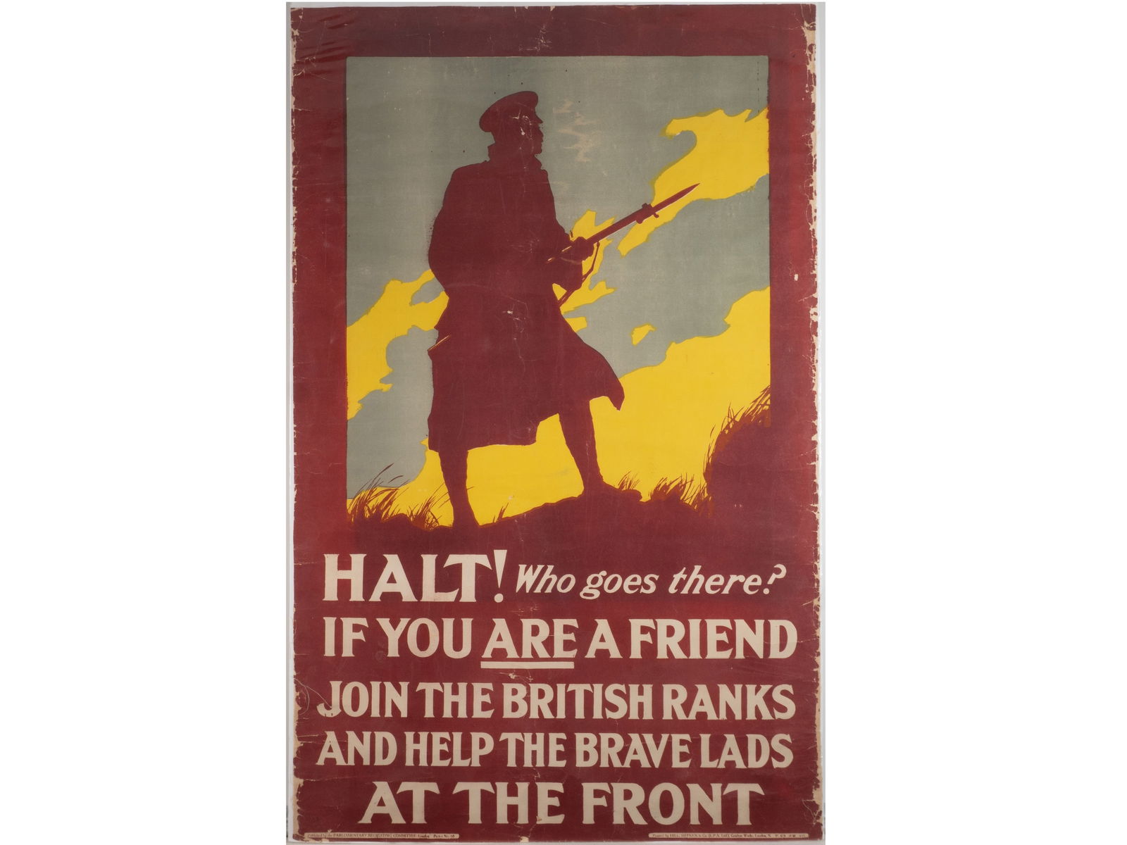 "Halt! Who Goes There?" Original WWI British Recruiting Poster, PRC Poster No. 60 (1 of 1)