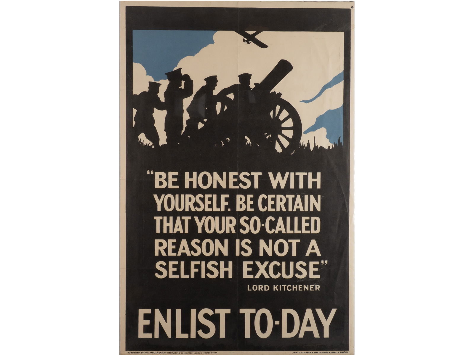 WWI British Recruitment Poster No. 127: "Be Honest With Yourself" (1 of 1)