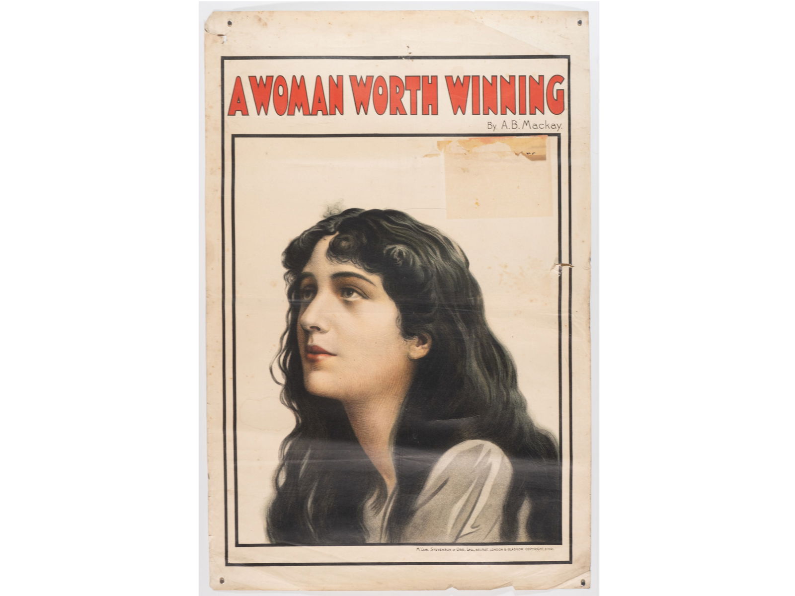 "A Woman Worth Winning" Edwardian Theatrical Poster (1 of 1)