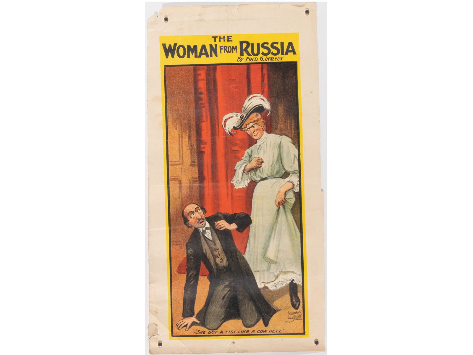 "The Woman From Russia" Edwardian Theatrical Lithograph Poster (1 of 1)