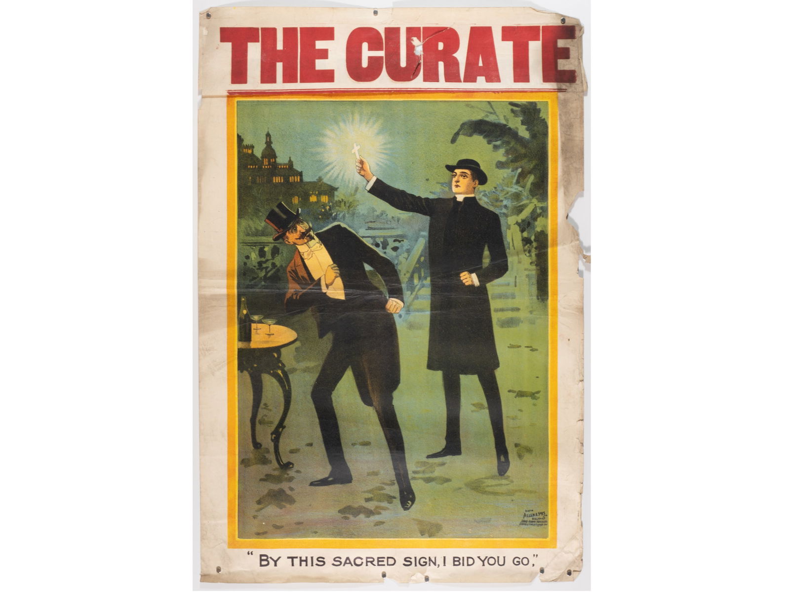 Original Victorian Theatrical Melodrama Poster for 'The Curate' (1 of 1)