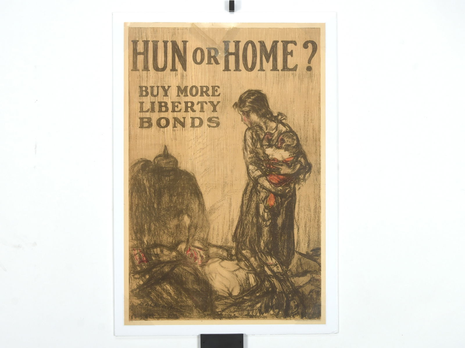 Hun or Home? Buy More Liberty Bonds WWI Poster: Hun or Home? Buy More Liberty Bonds WWI Poster Description: An original American World War I propaganda poster titled 'HUN OR HOME? BUY MORE LIBERTY BONDS.' Created by artist Henry Patrick Raleigh (18
