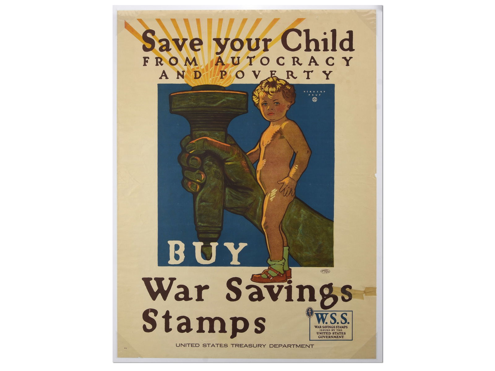 "Save your Child from Autocracy and Poverty" War Savings Stamps Poster by Herbert Paus (1 of 1)