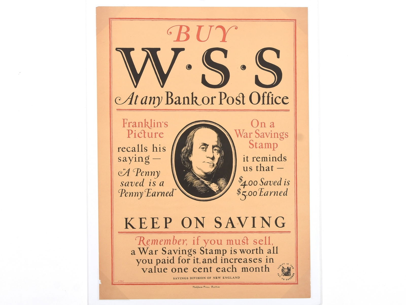 World War I War Savings Stamps (WSS) Poster - Benjamin Franklin (1 of 3)