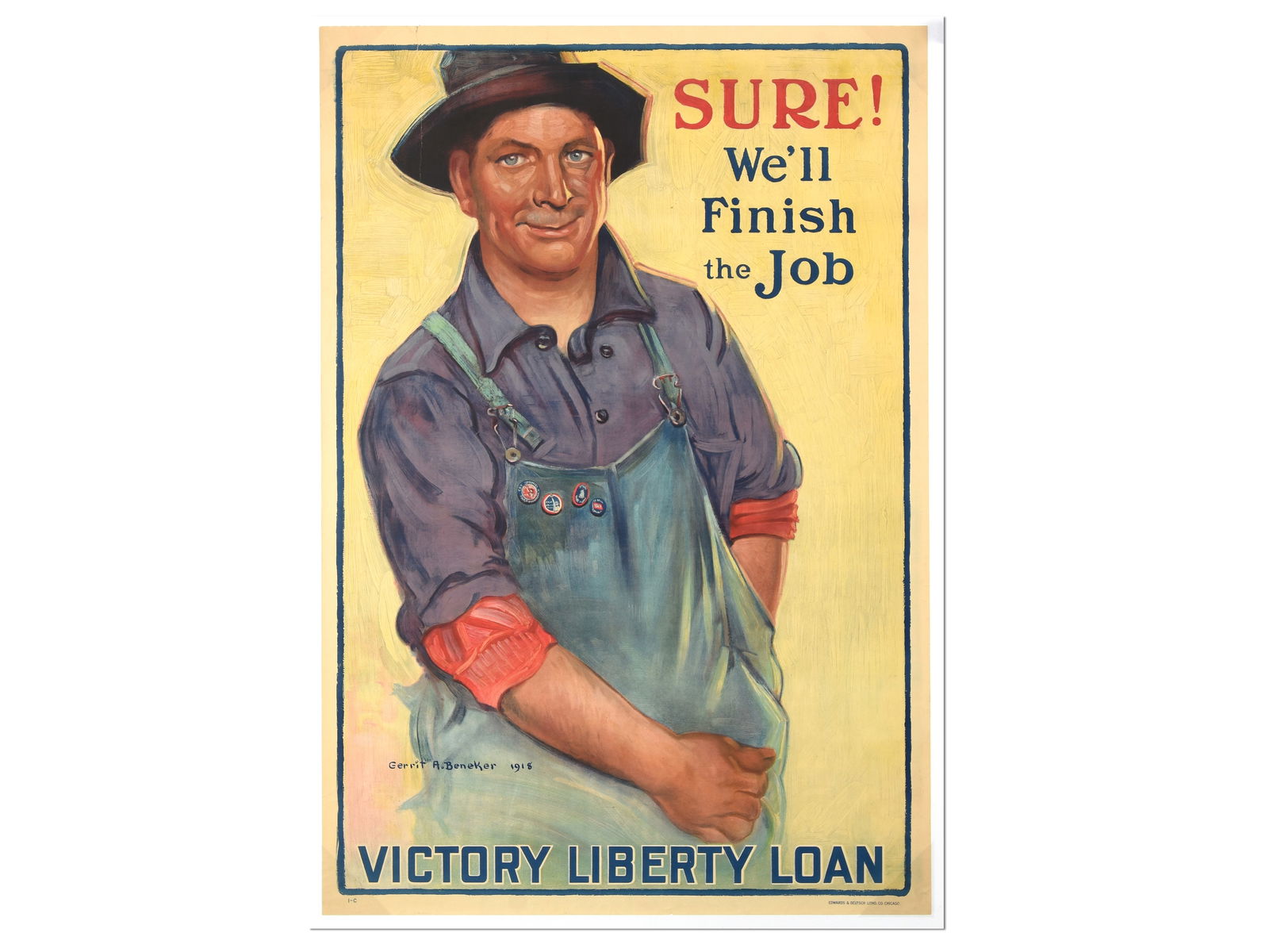 "SURE! We'll Finish the Job" Victory Liberty Loan Poster, by Gerrit A. Beneker (1 of 1)