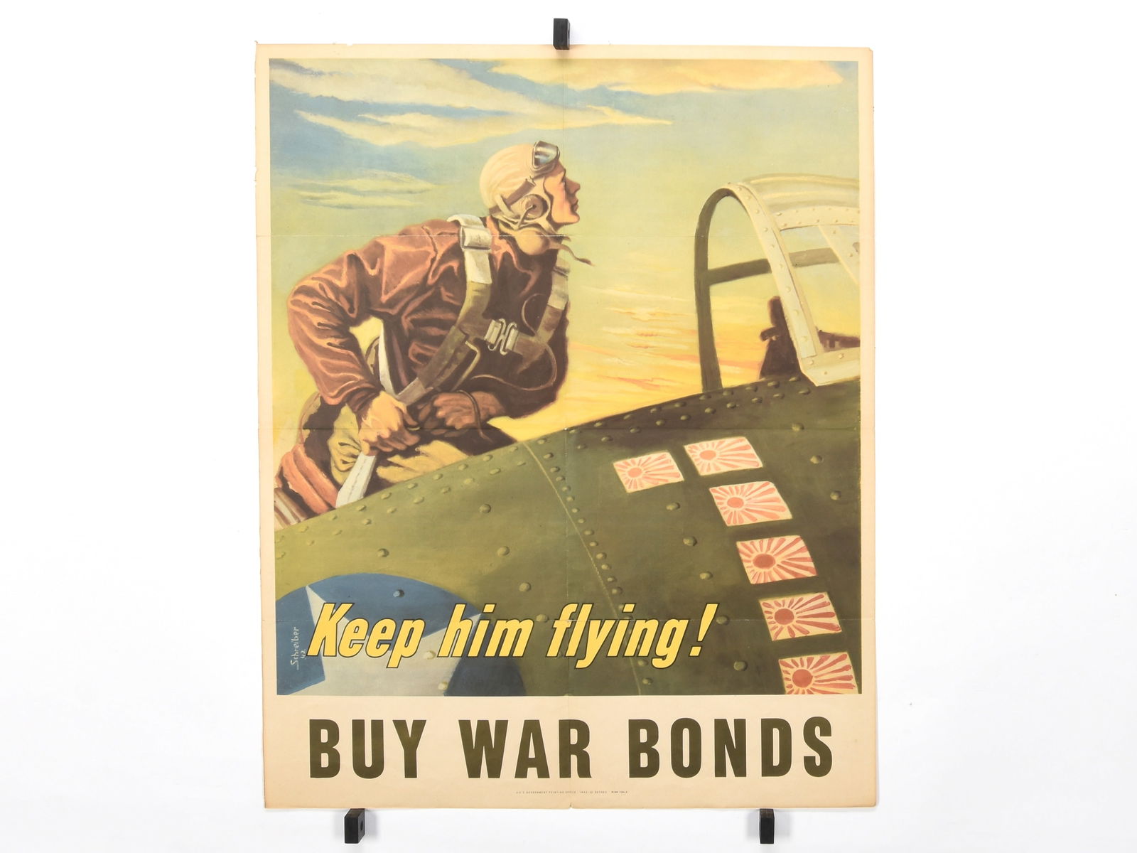 "Keep Him Flying" Original WW2 US War Bond Propaganda Poster, by Georges Schreiber (1 of 2)
