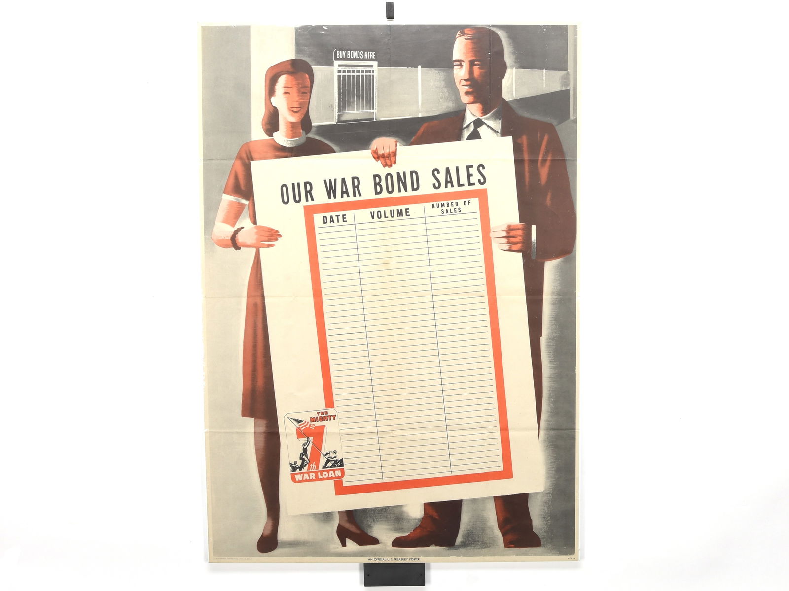 "The Mighty 7th War Loan" Original WW2 US War Bond Propaganda Poster (1 of 2)