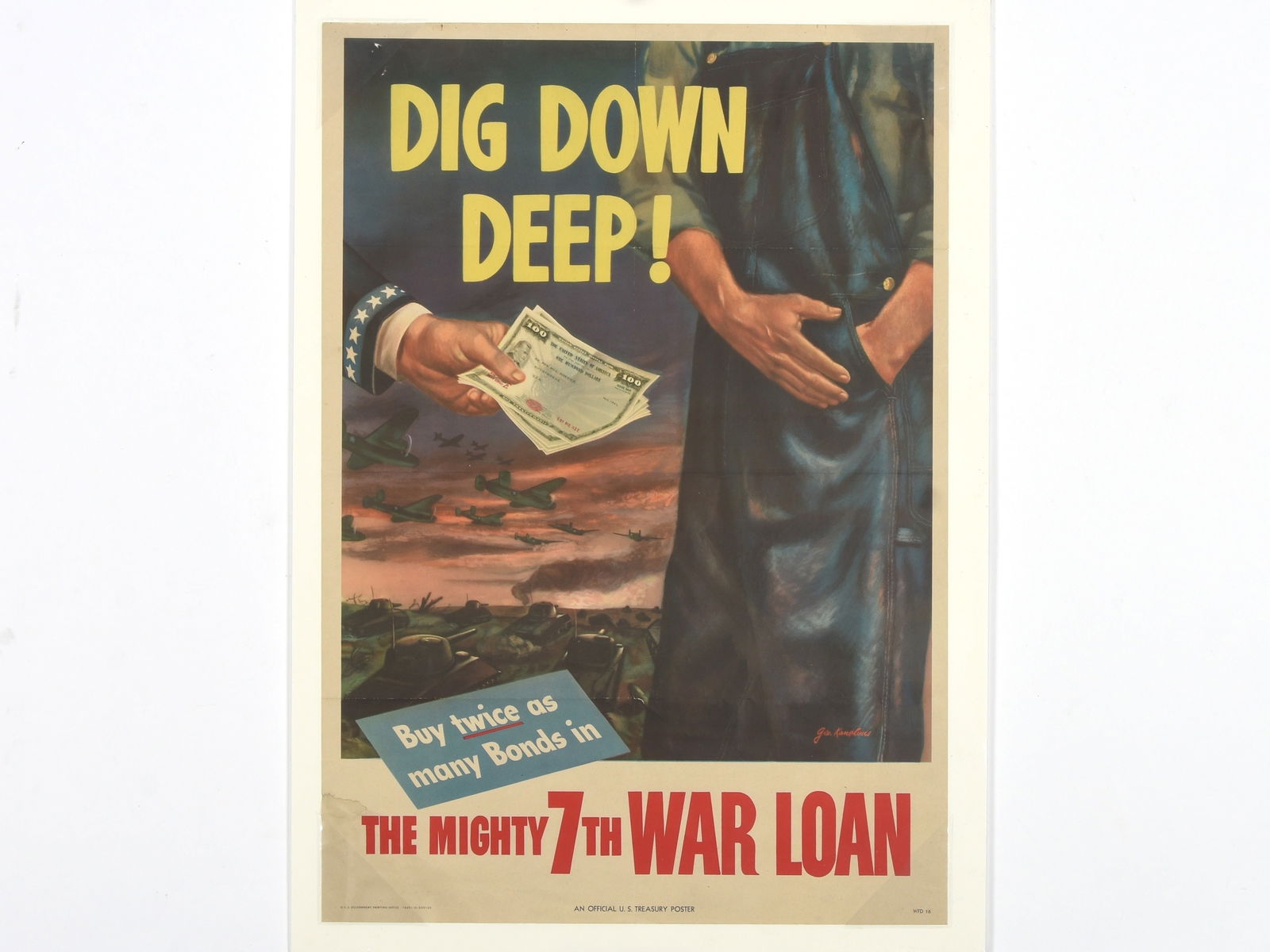 Original WWII 7th War Loan Poster 'Dig Down Deep!' by George Kanelous (1 of 2)
