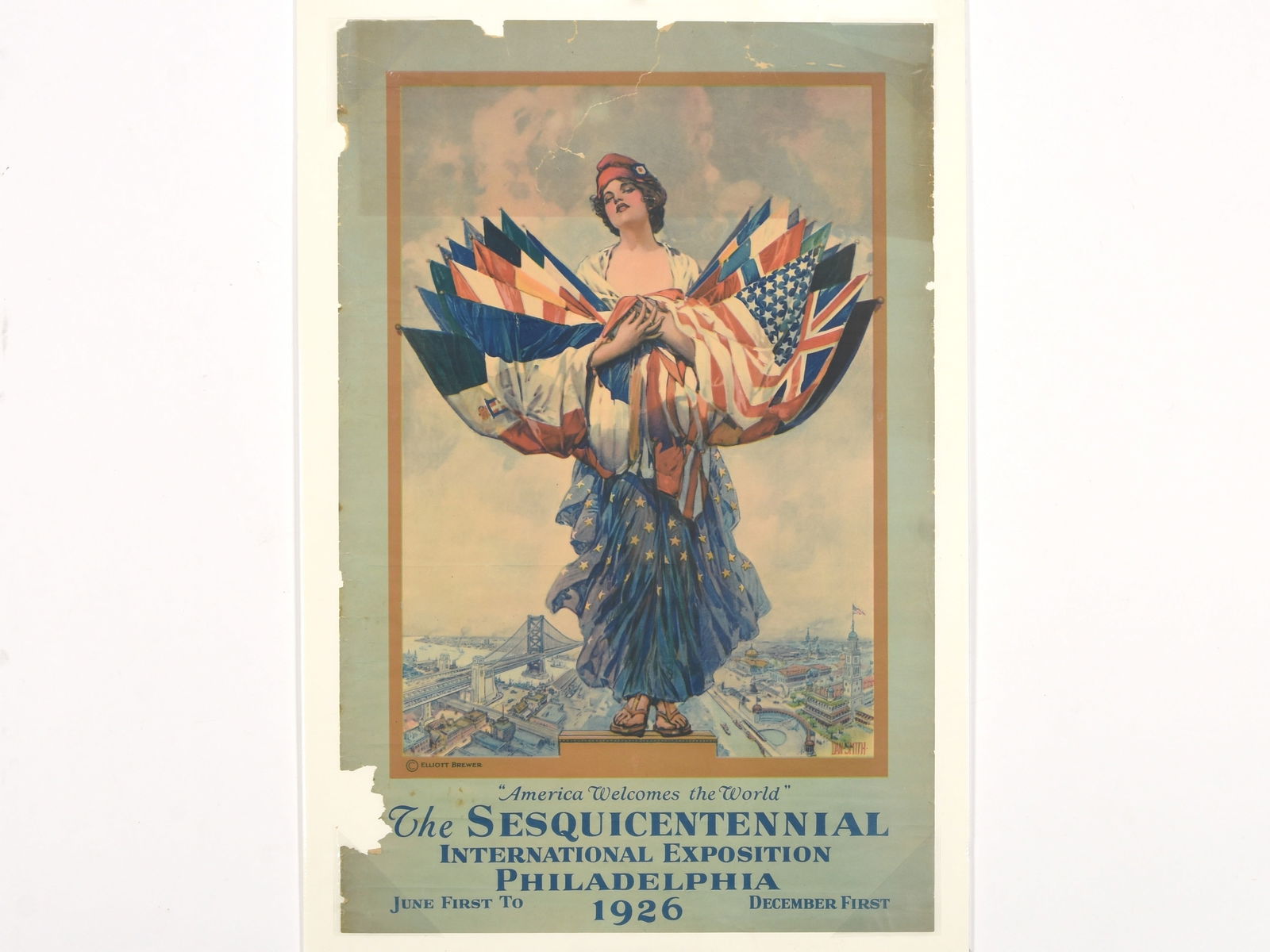 "America Welcomes the World" 1926 Philadelphia Sesquicentennial Exposition Poster (1 of 1)