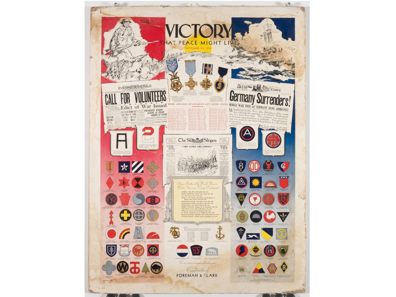 WWI Commemorative Poster 'Victory That Peace Might Live' (Foreman & Clark Edition) (1 of 1)