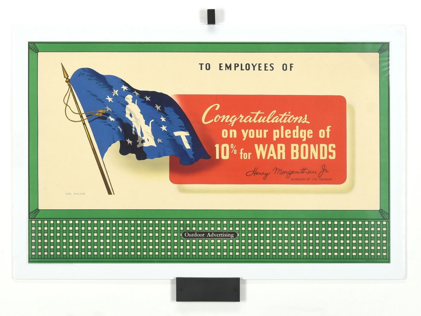 WWII War Bond 'Ten Percent Club' Employee Commendation Sign, by Carl Edmund Paulson (1 of 1)