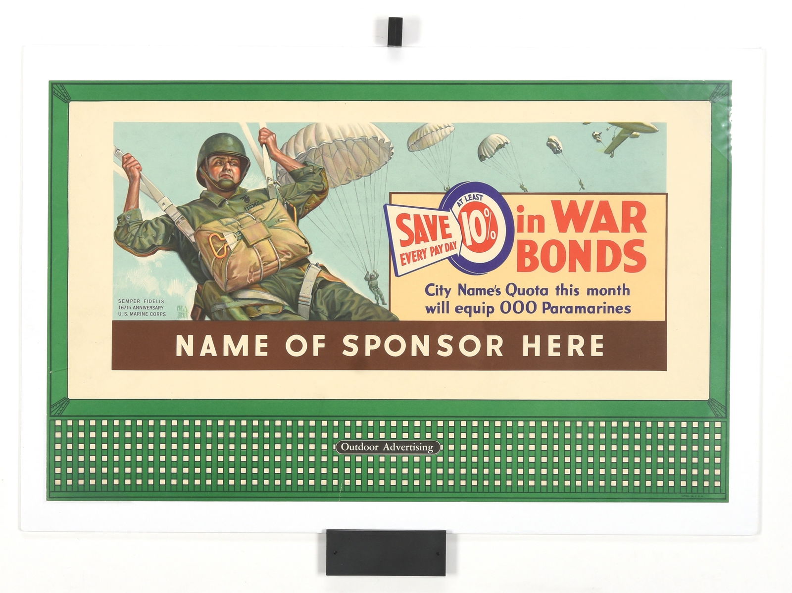 WWII U.S. Marine Corps "Paramarine" War Bond Poster (Treasury Design No. 19) (1 of 2)