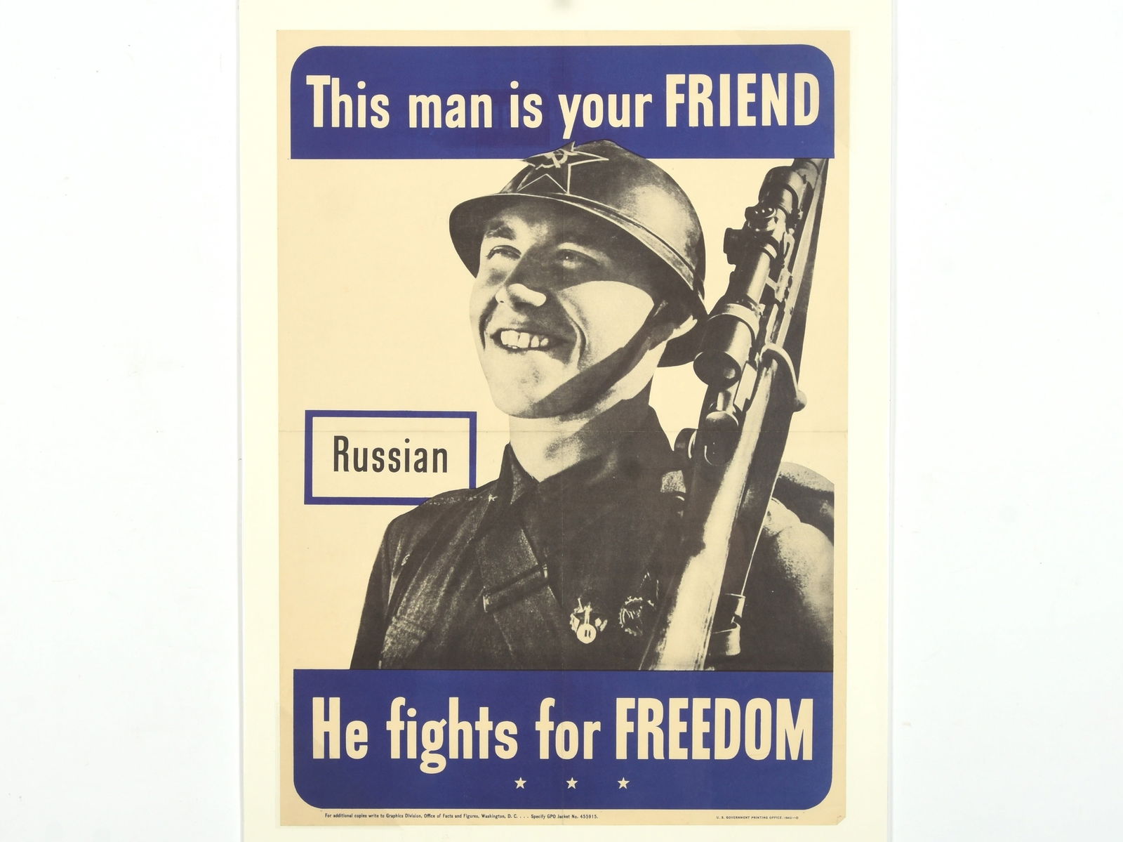 "This man is your FRIEND: Russian" WWII Propaganda Poster (1 of 1)