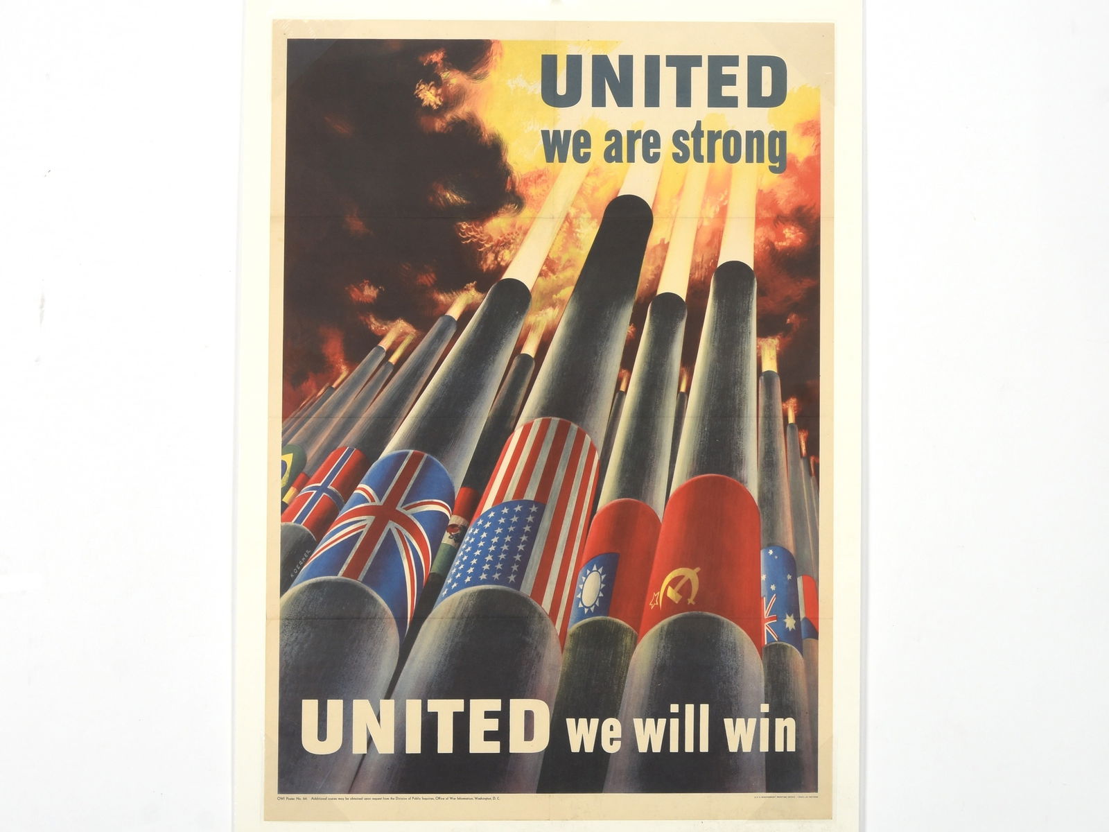 "UNITED we are strong, UNITED we will win" WWII Propaganda Poster (OWI No. 64) (1 of 1)