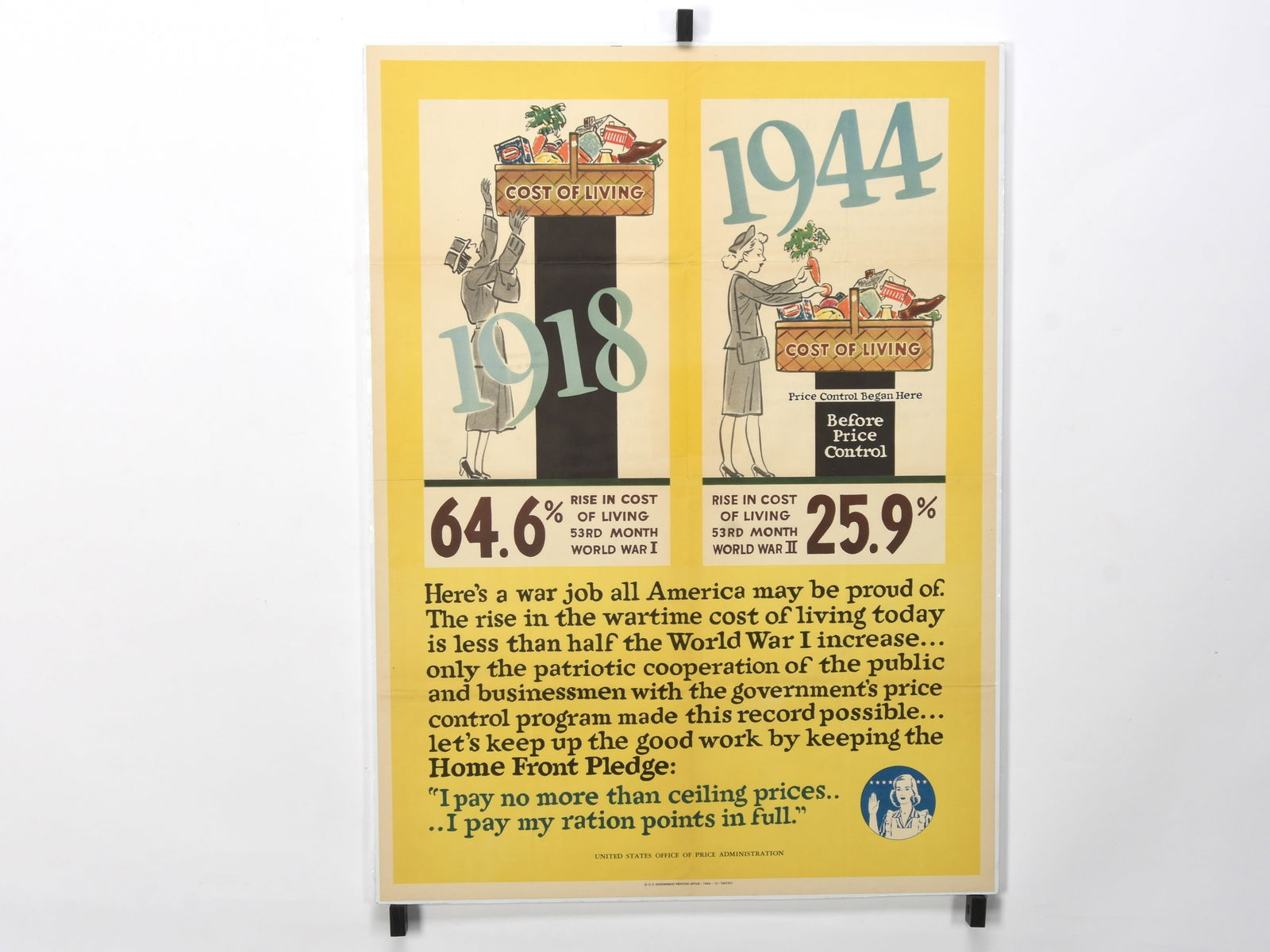 "Cost of Living 1918-1944" Original WW2 US Propaganda Poster, by Fred Cooper (1 of 1)
