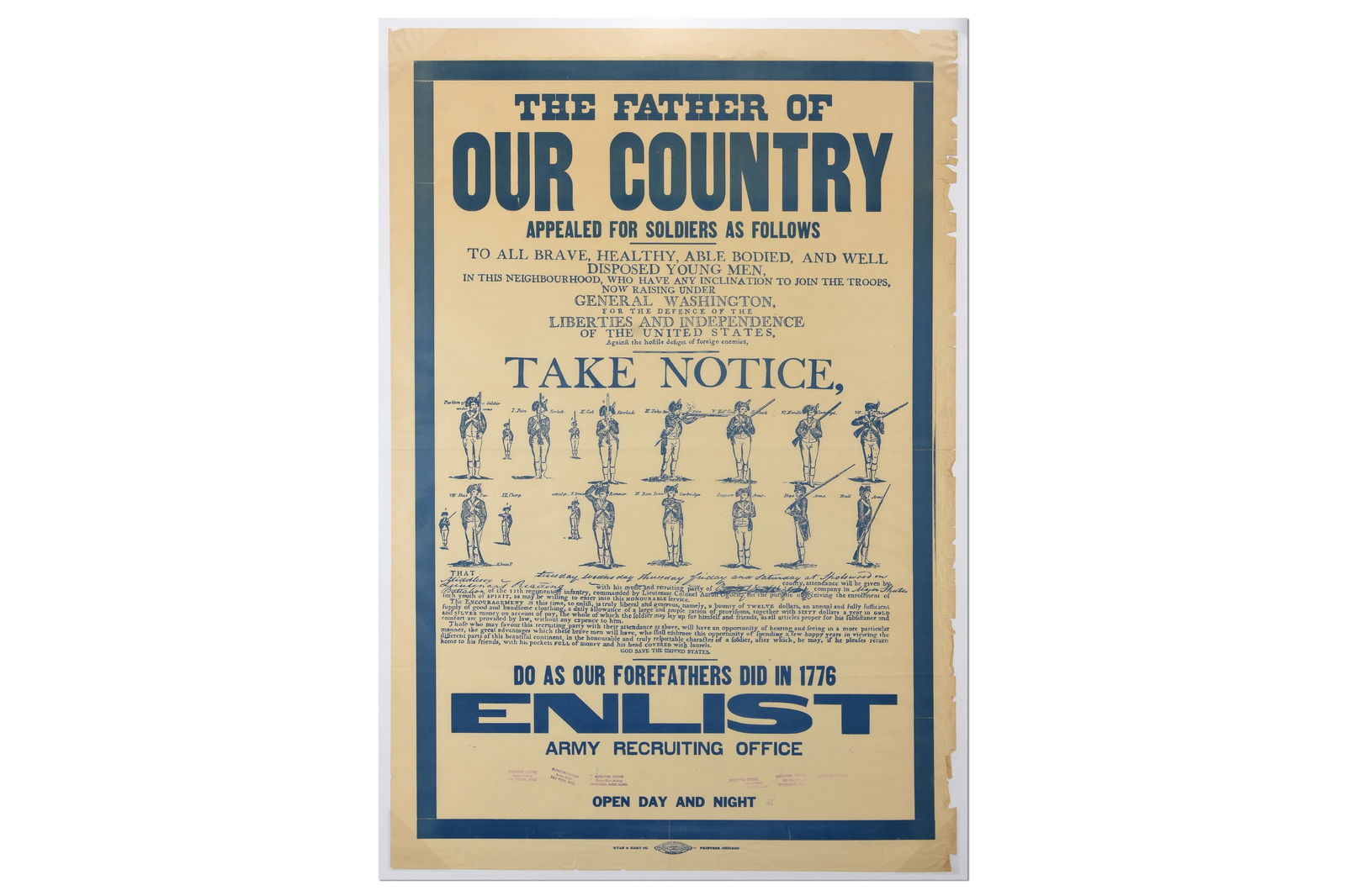 "The Father of Our Country Appealed for Soldiers" WWI Recruitment Poster (1 of 4)