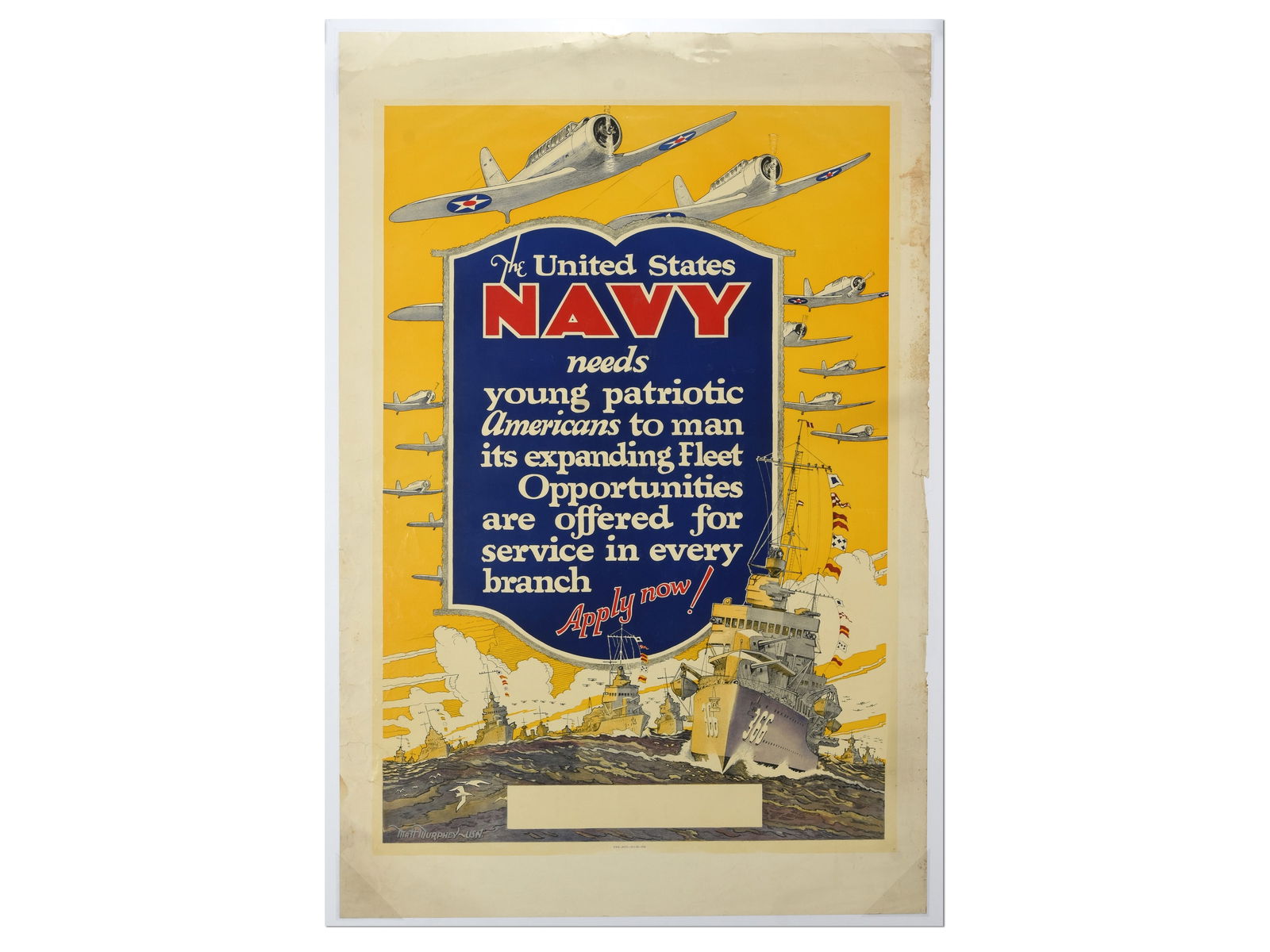 "The United States Navy needs young patriotic Americans" Recruitment Poster by Matt Murphey (1 of 1)