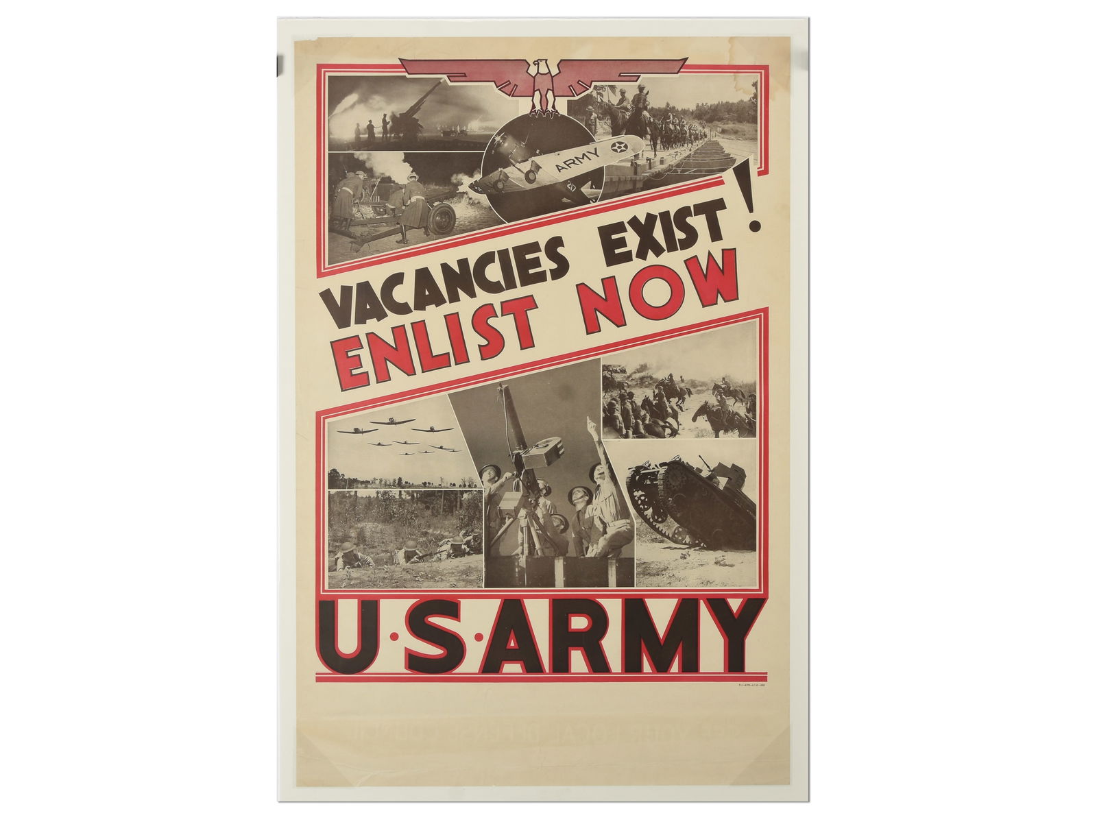1941 'Vacancies Exist! Enlist Now' U.S. Army Recruitment Poster (1 of 1)
