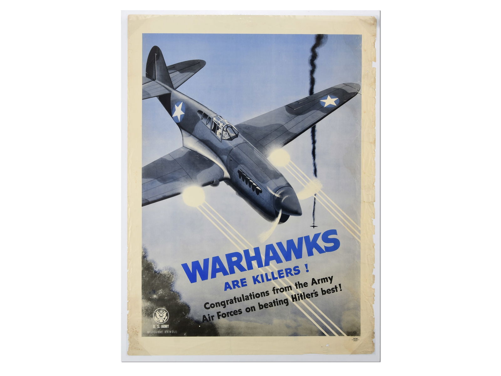 "Warhawks Are Killers!" WWII U.S. Army Air Forces Work Incentive Poster (1 of 1)