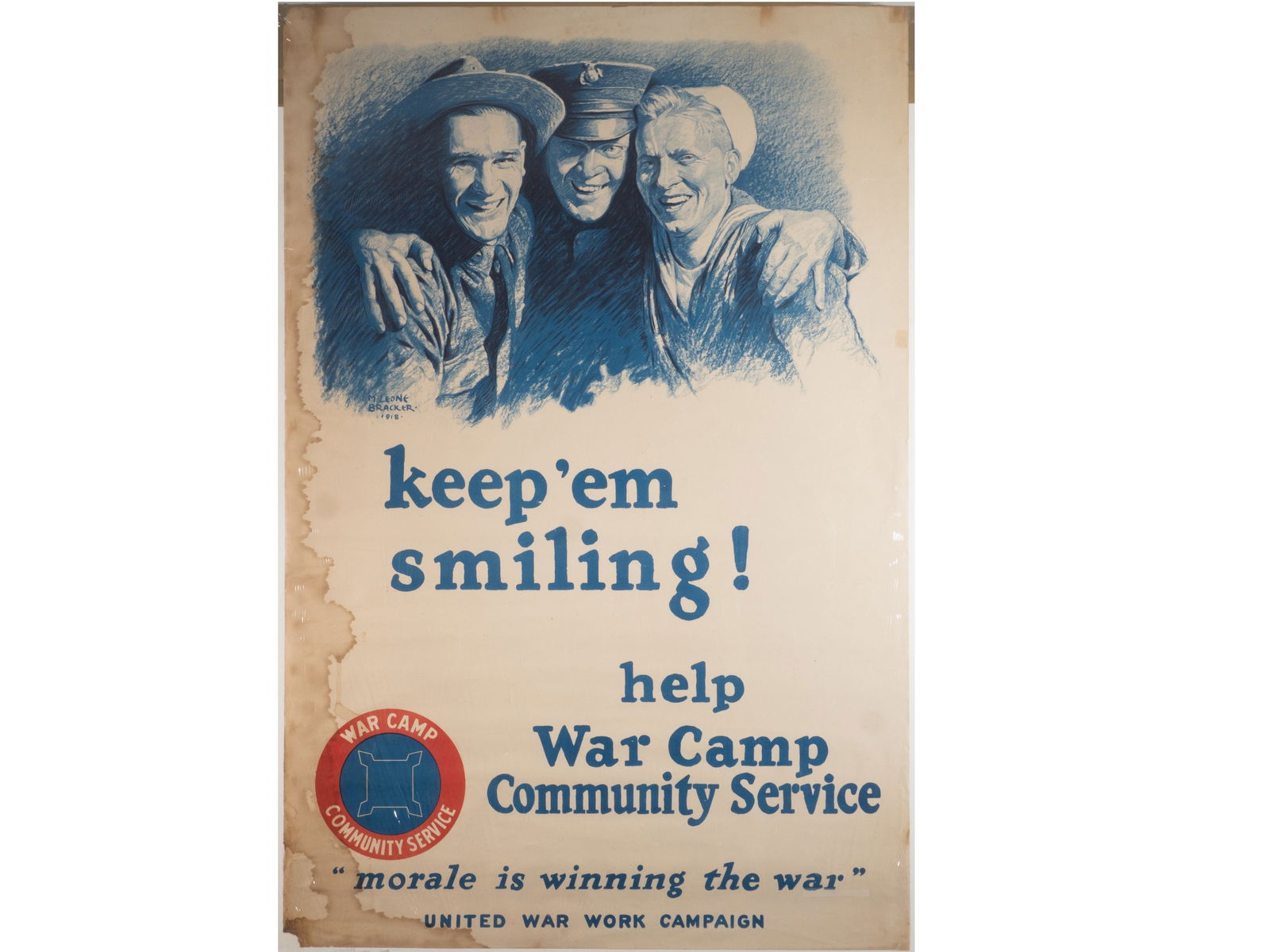"Keep 'Em Smiling!" Original WW1 US United Work Campaign Poster by M. Leone Backer (1 of 1)