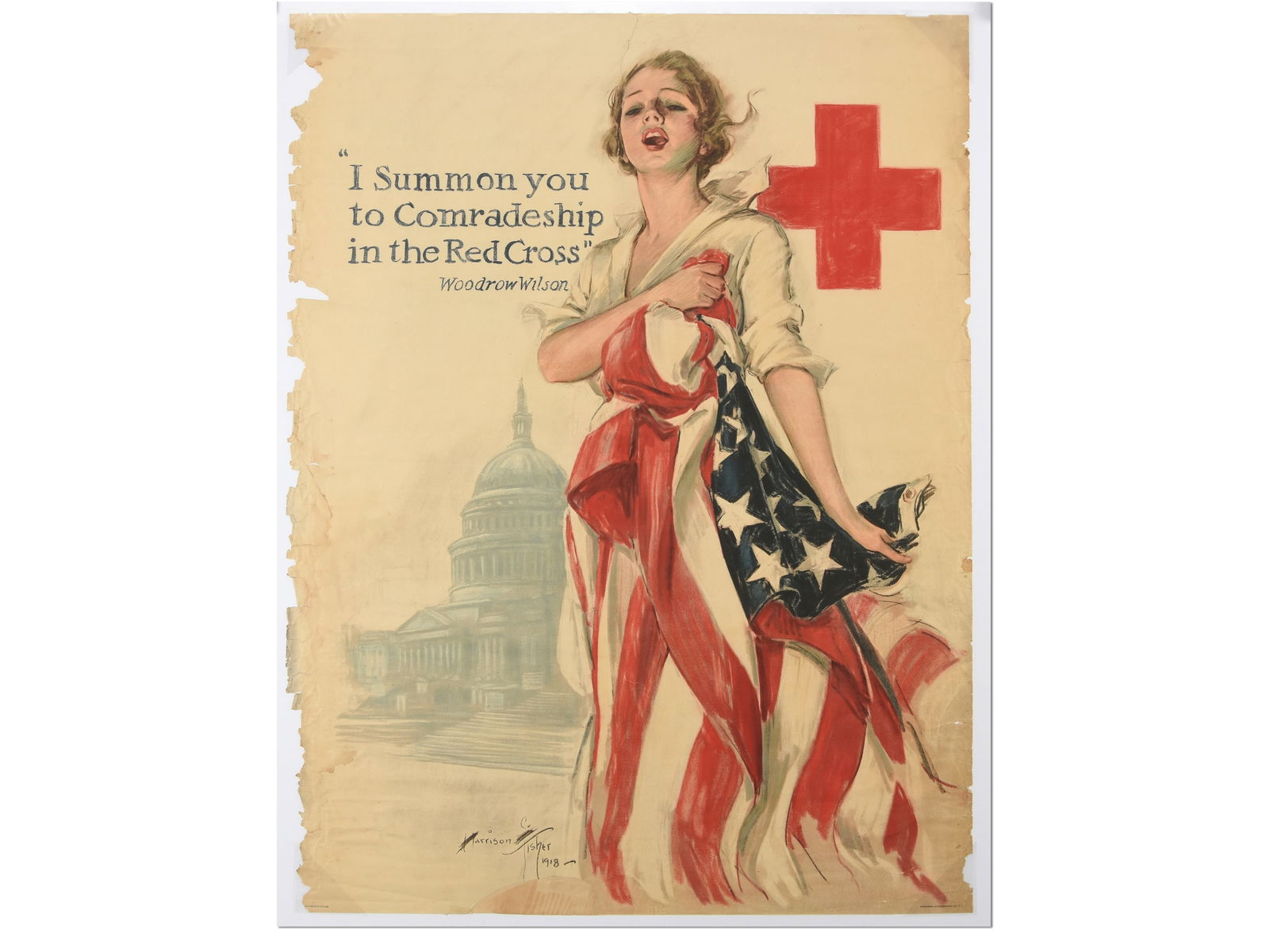 "I Summon You to Comradeship in the Red Cross" WWI Poster, by Harrison Fisher (1 of 4)