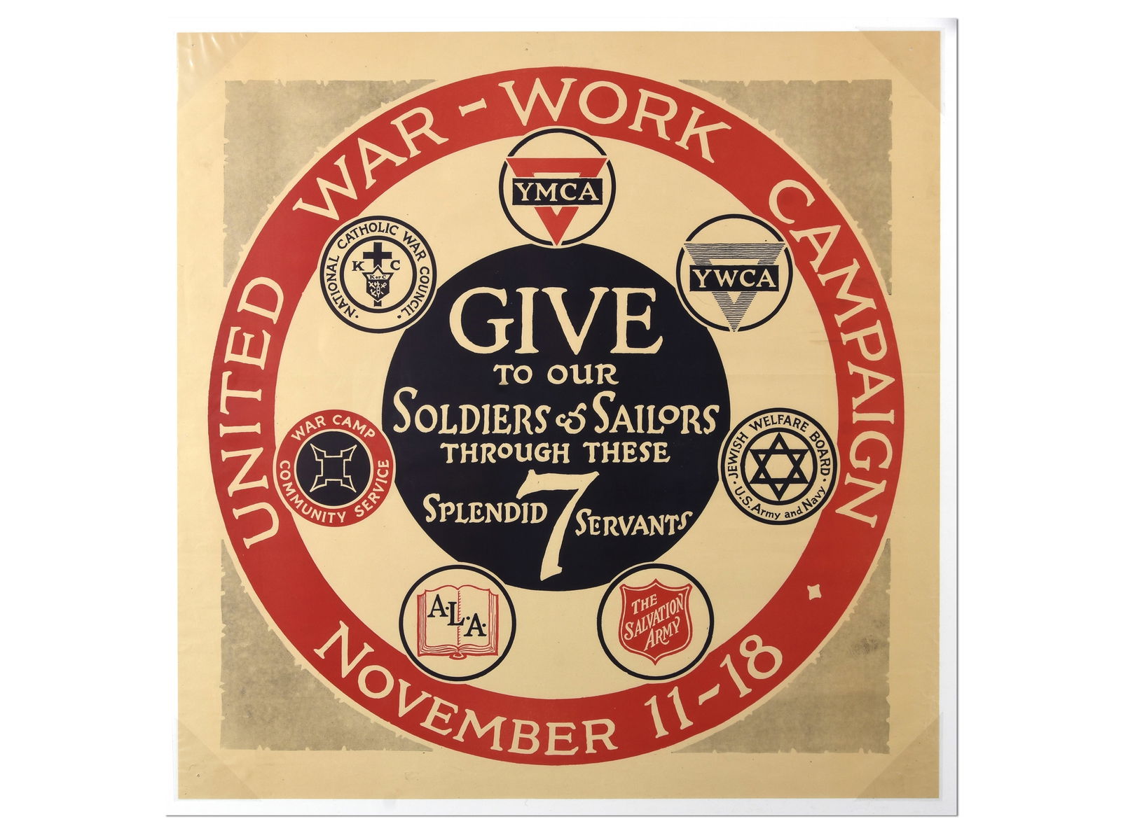 WWI United War Work Campaign 'Splendid 7 Servants' Poster (1 of 1)