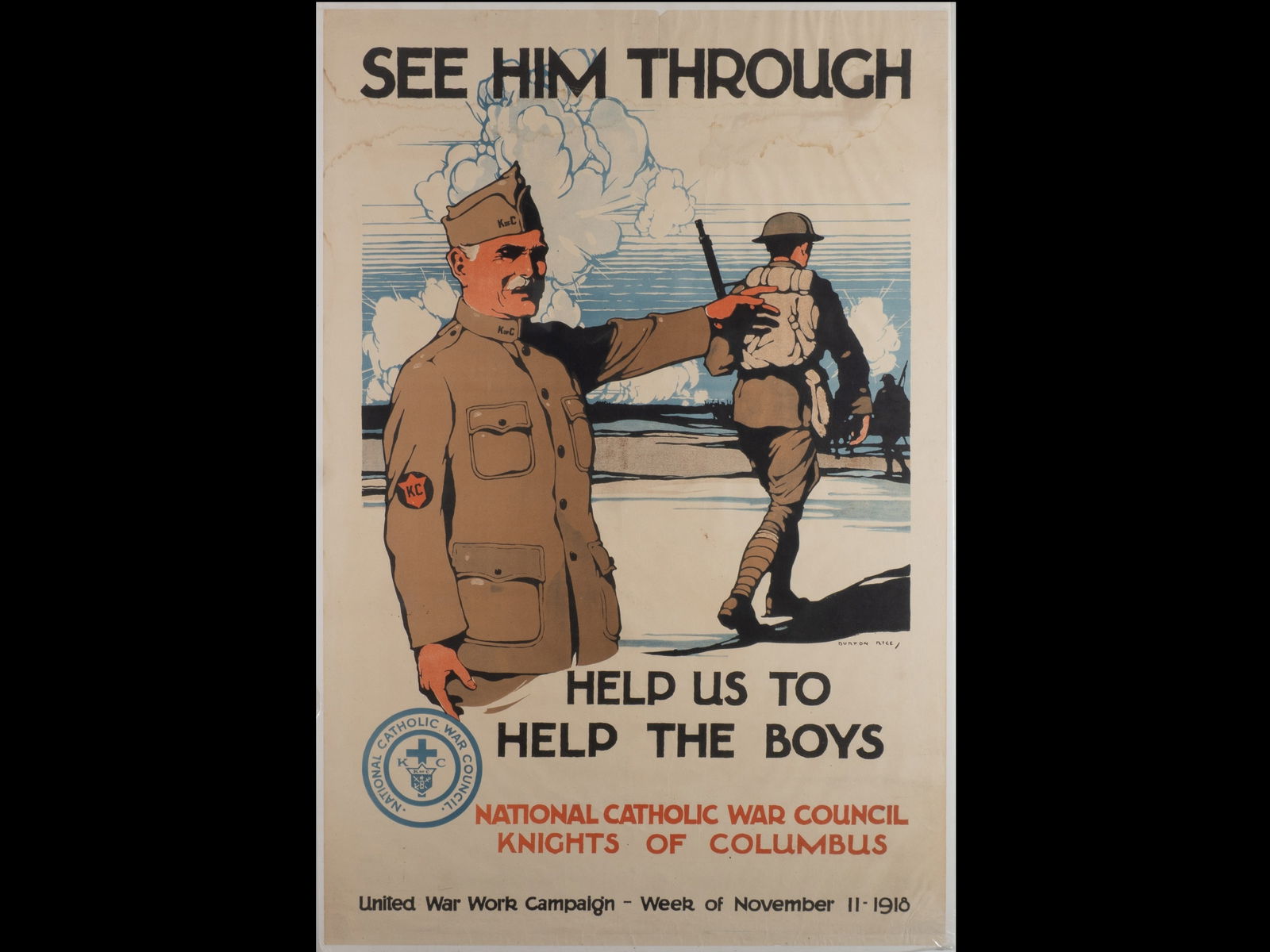 "See Him Through" Original WW1 United War Work Campaign Poster, by Burton Rice (1 of 1)