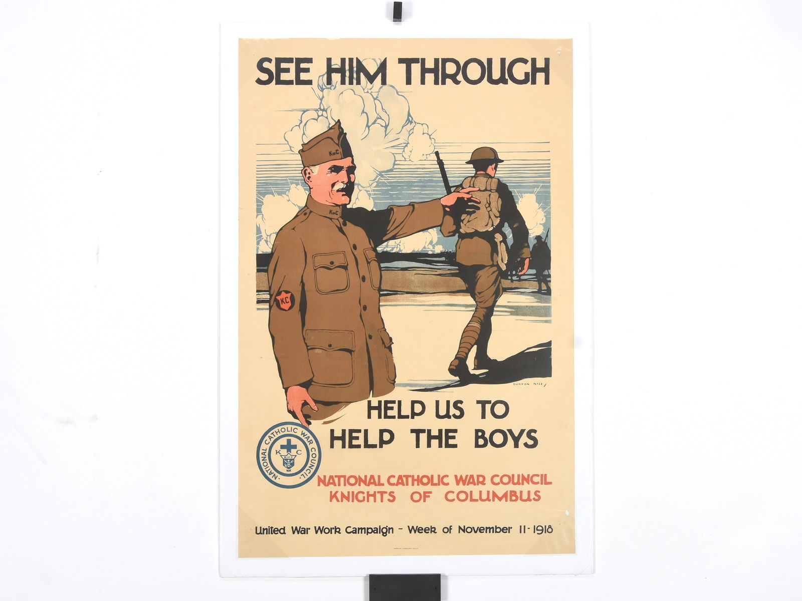 "See Him Through" Original WW1 United War Work Campaign Poster, by Burton Rice (1 of 4)