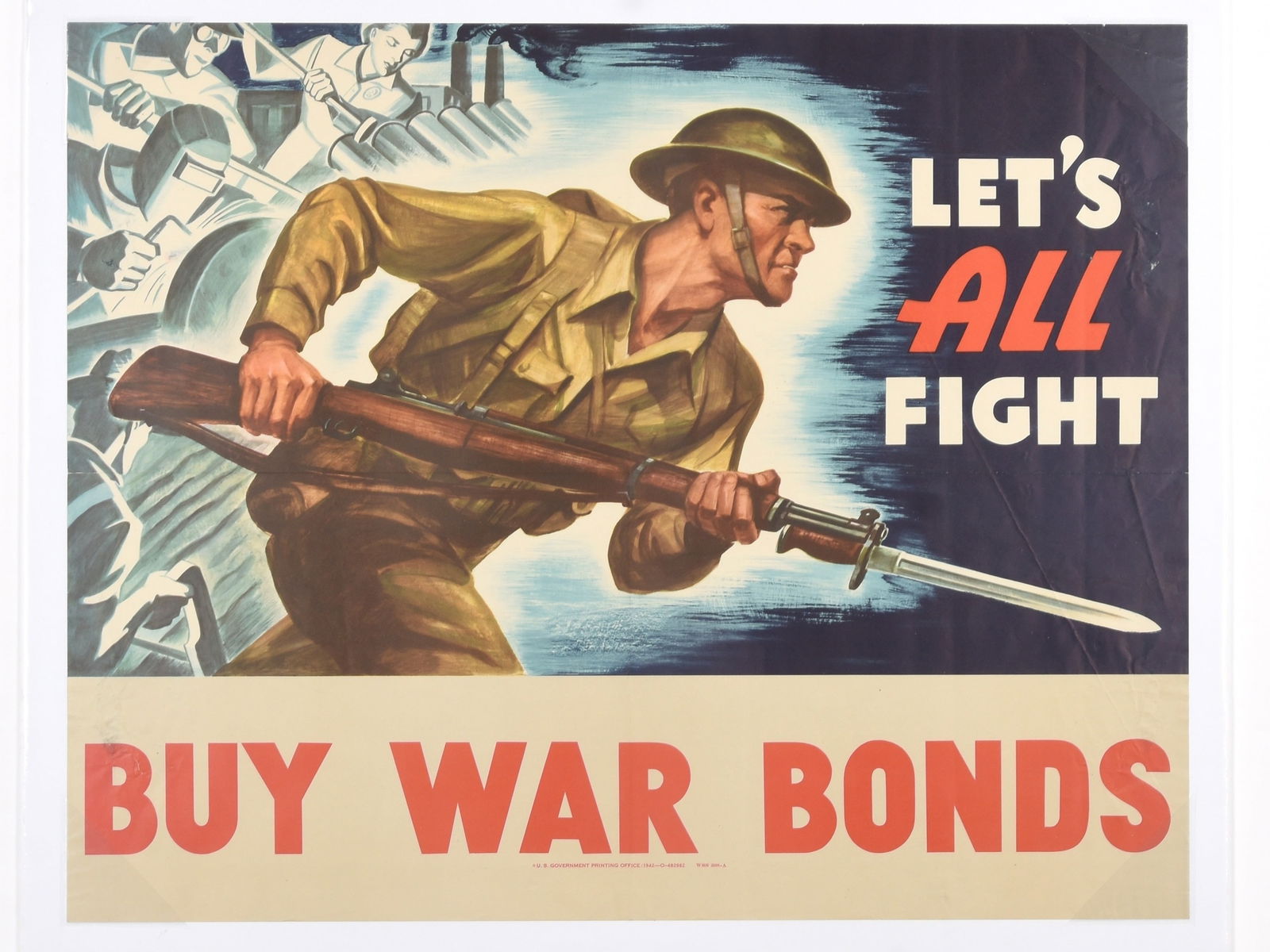 "Let's All Fight - Buy War Bonds" WWII Propaganda Poster (1 of 1)